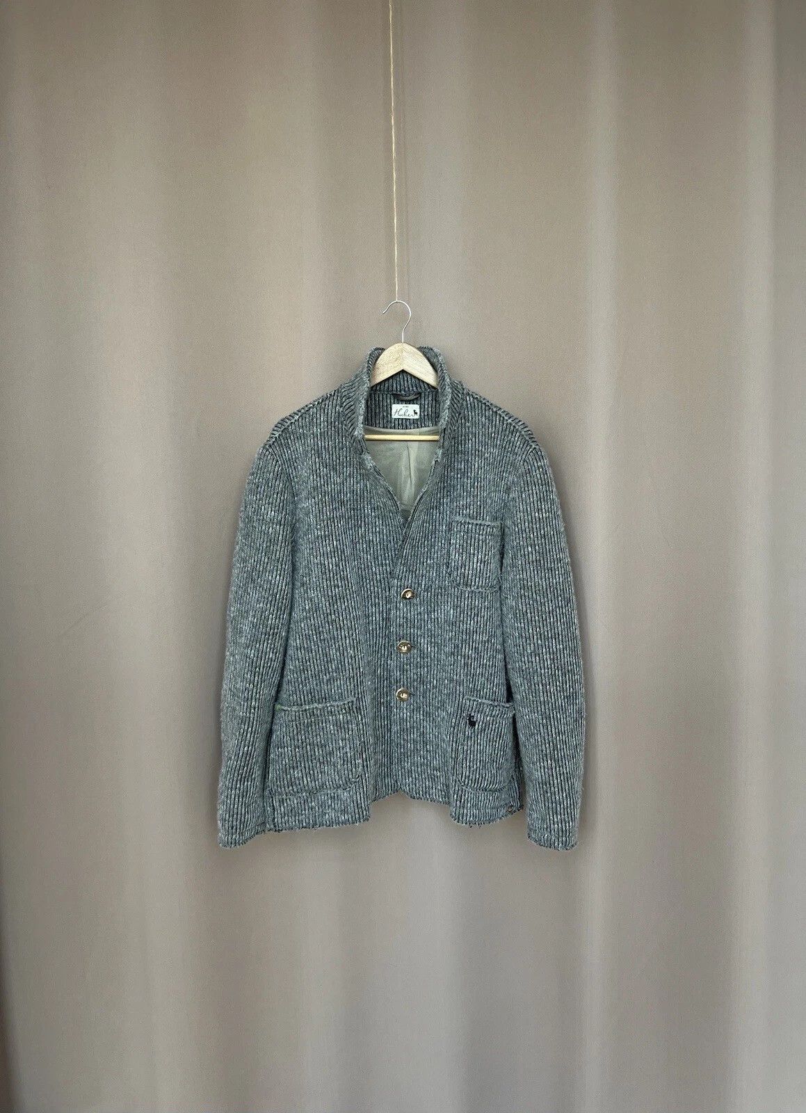 Huber Wool Knit Cardigan Mens Size 56 or L Heavy Sweater