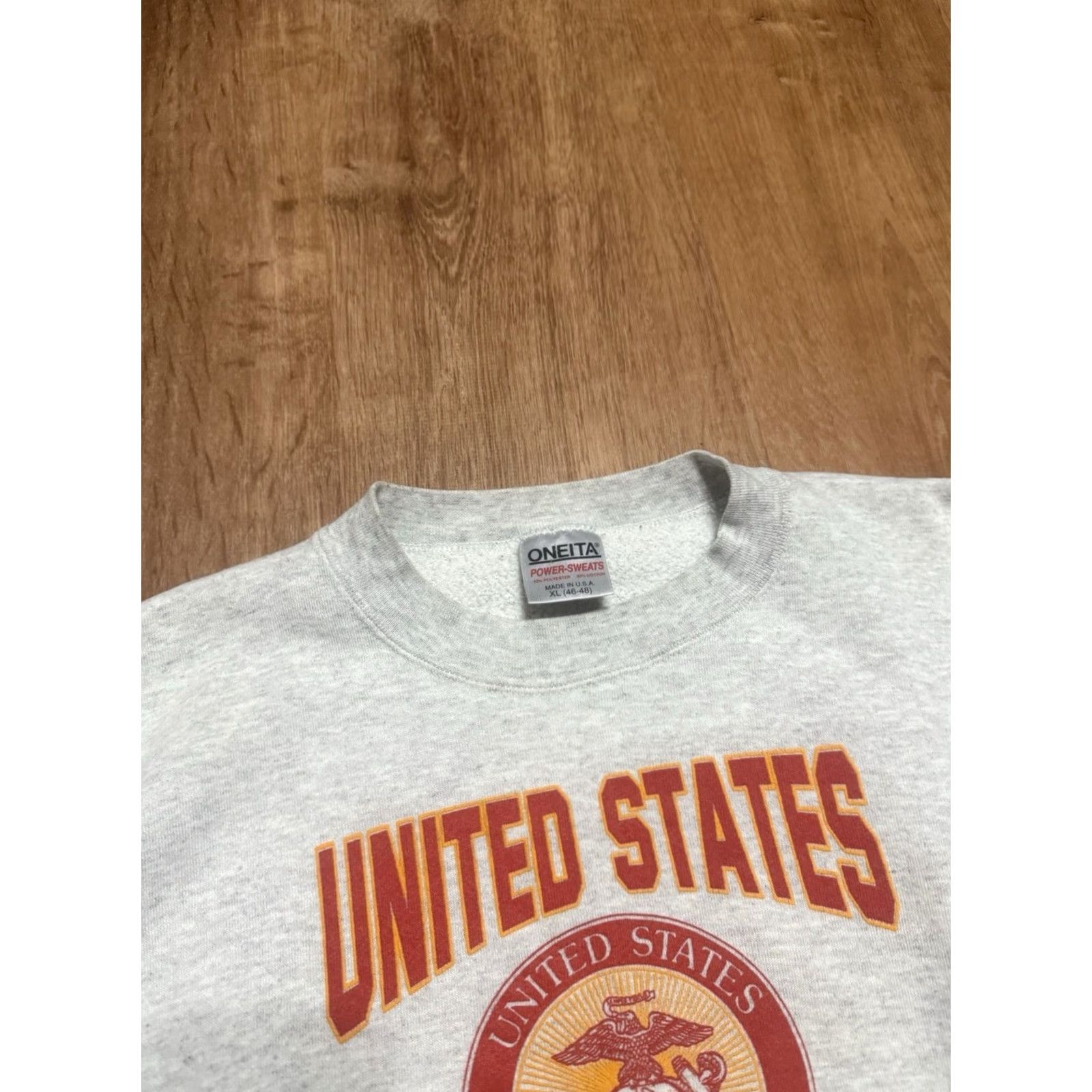 Vintage VINTAGE United States Marines Sweatshirt Crewneck Oneita Men XL Heather Gray 90s Pullover Mens Size US XL / EU 56 / 4 - 4 Thumbnail