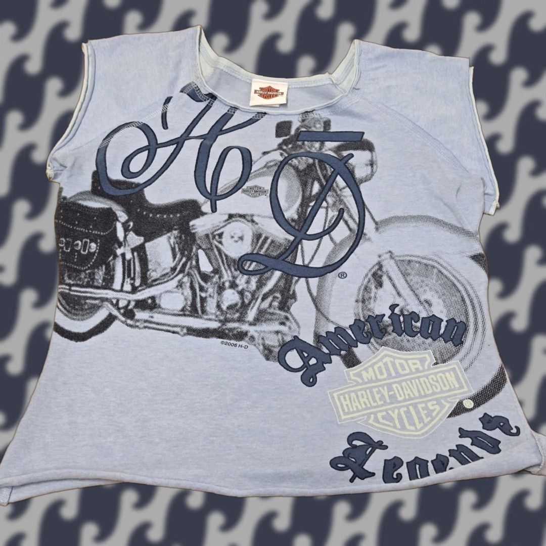 Harley Davidson VINTAGE Harley-Davidson Shirt Womens Large Blue American Legends Motorcycle 2006 USA Size L / US 10 / IT 46 - 1 Thumbnail