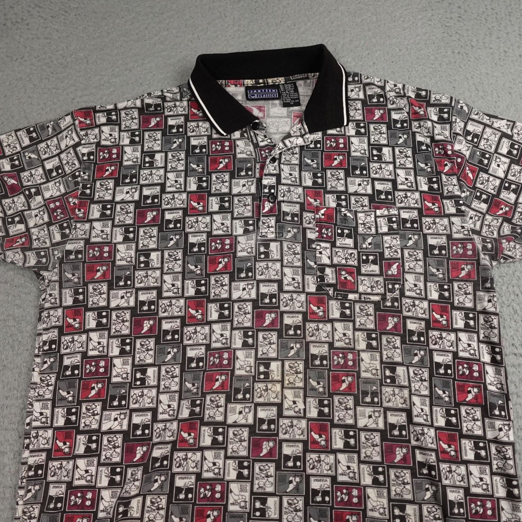 Jantzen VINTAGE Jantzen Polo Shirt Mens XL Black Gray Golf Comic Strip All over Print Size US XL / EU 56 / 4 - 4 Thumbnail