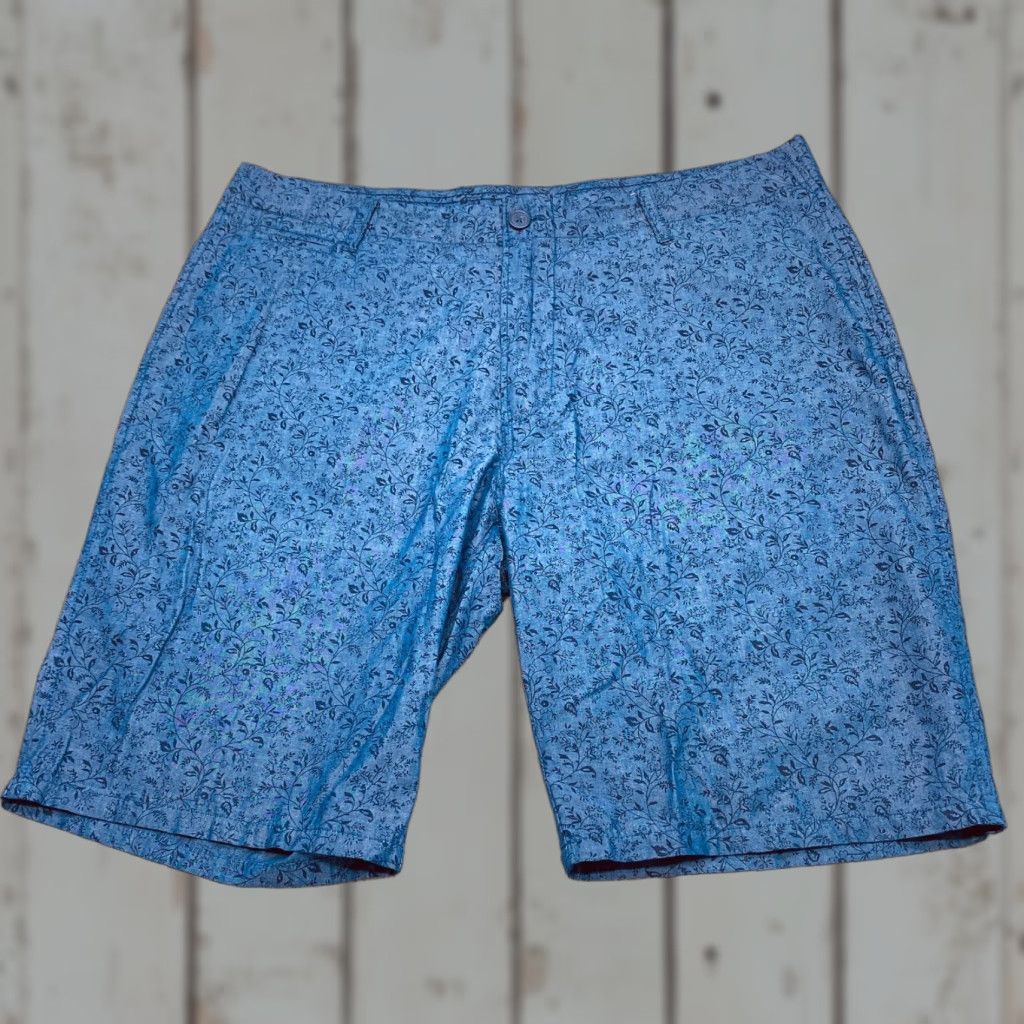 Neiman Marcus Neiman Marcus Shorts Men 36x10 Blue Floral 100% Cotton Flat Front Slant Pockets Beach Chino Reg Mens Size US 36 / EU 52 - 1 Thumbnail
