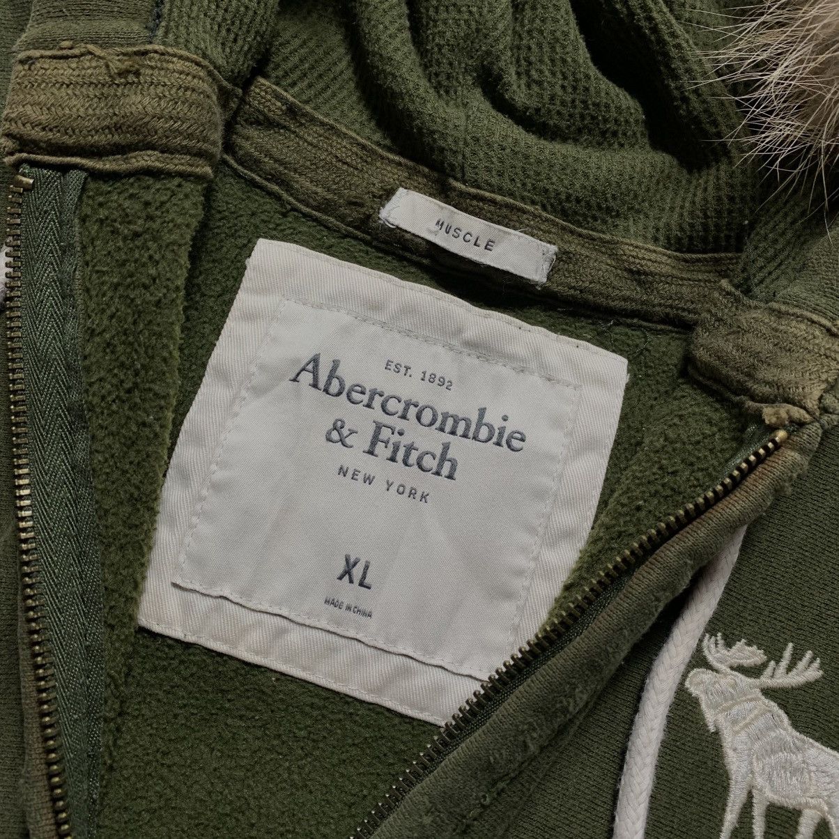 Japanese Brand Abercrombie Olive Green Fur Zipper Hoodie Distressed Size US XL / EU 56 / 4 - 2 Thumbnail