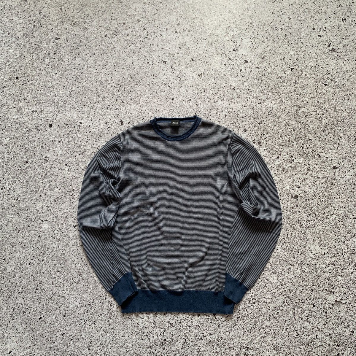 Hugo Boss Hugo Boss Sweater Cotton Striped Blue&Gray Slim Fit Designer Size US S / EU 44-46 / 1 - 1 Thumbnail