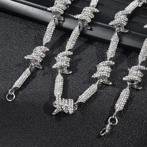 Jewelry 18" 18mm Barbed Wire Thorn Link Chain Choker Necklace🔥🔥🔥 Size ONE SIZE - 3 Thumbnail