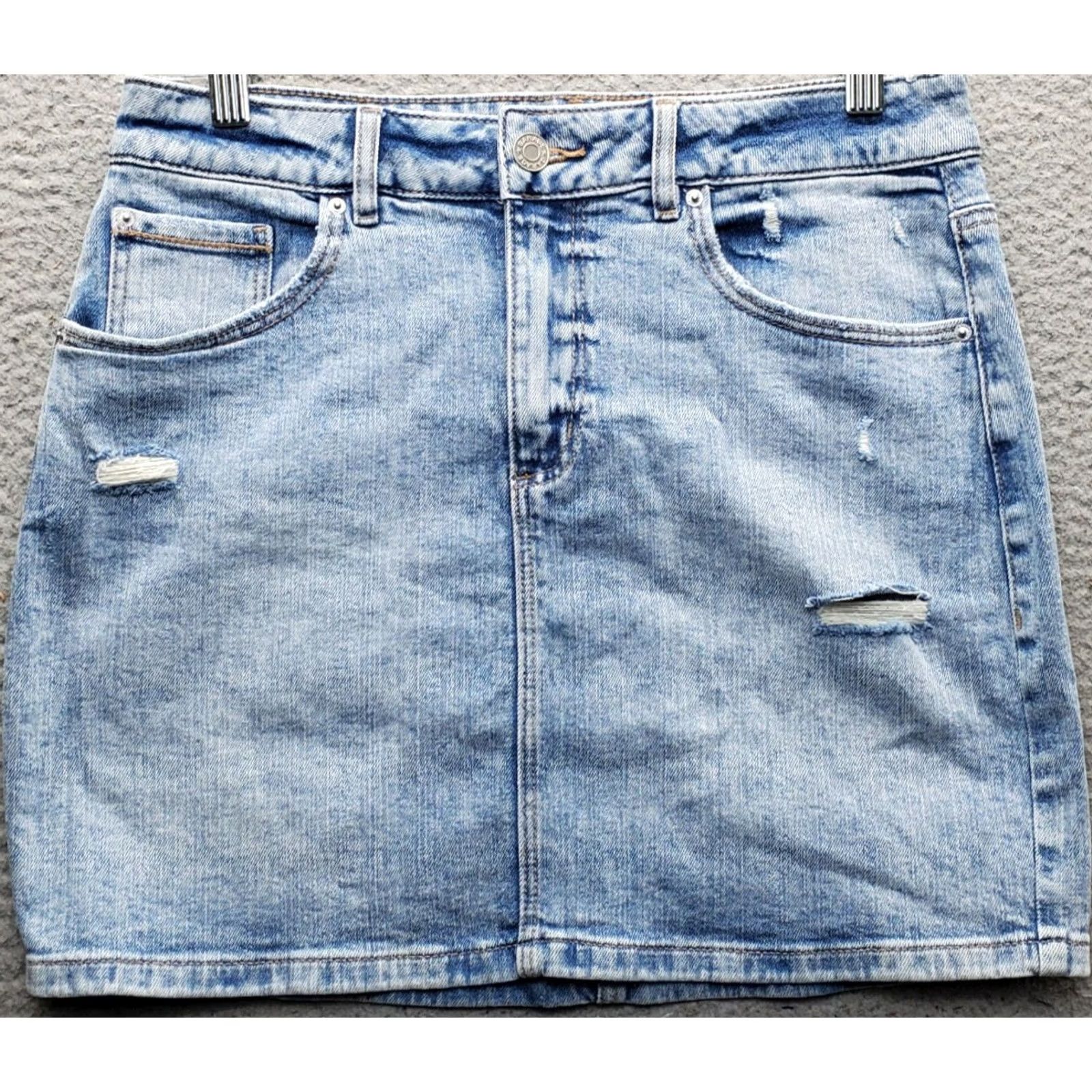 Garage Garage Women Mini Skirt M Blue Denim 5-Pocket Distressed Short 2020s Summer Womens Size M Size 32" / US 10 / IT 46 - 2 Thumbnail