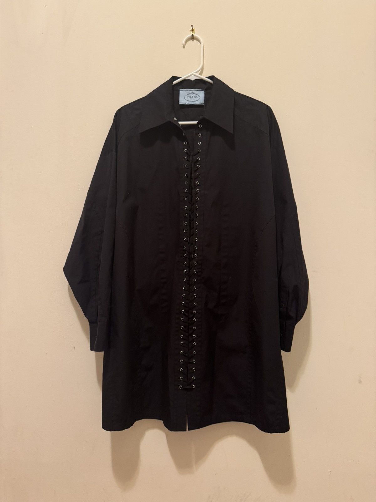 Prada Cotton Poplin Lace Up Shirt