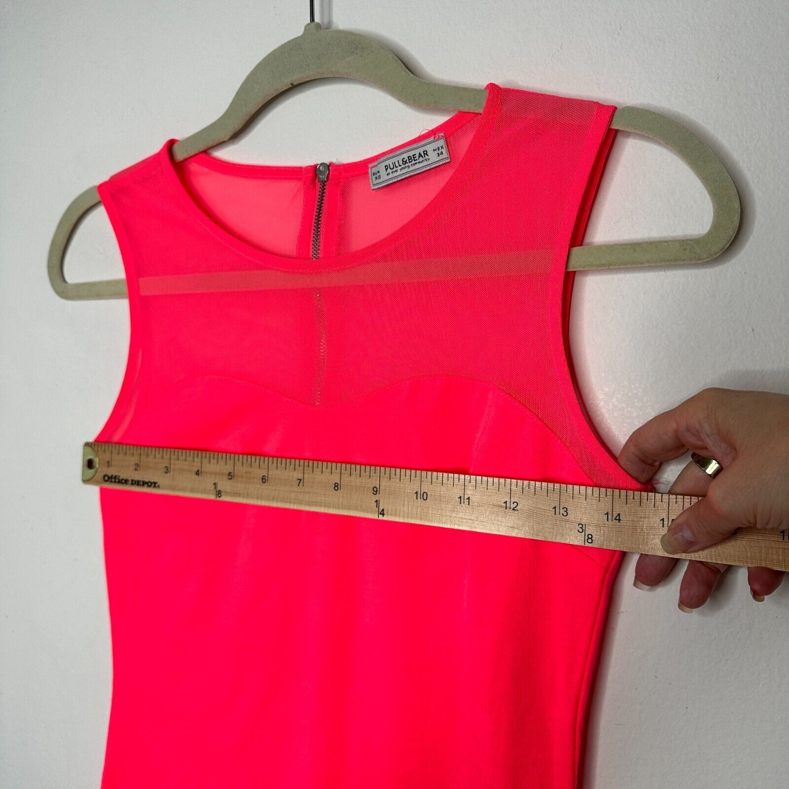 Pull & Bear Pull & Bear Bright Pink Sleeveless Cotton Sheer Mesh Top XS Size XS / US 0-2 / IT 36-38 - 11 Thumbnail
