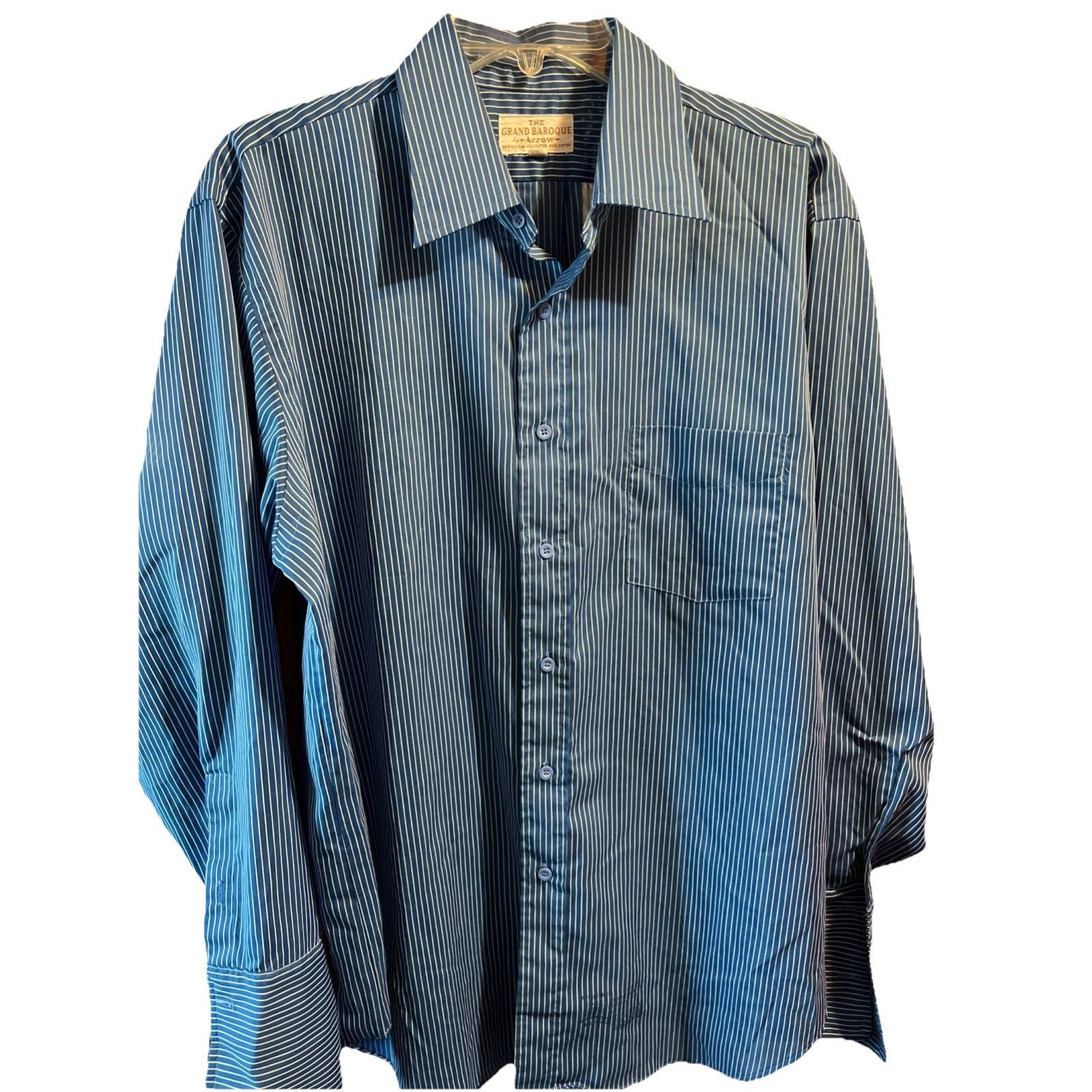 Arrow Arrow Grand Baroque Vintage Mens XL 17 33 Blue Striped Shirt Size US XL / EU 56 / 4 - 1 Thumbnail