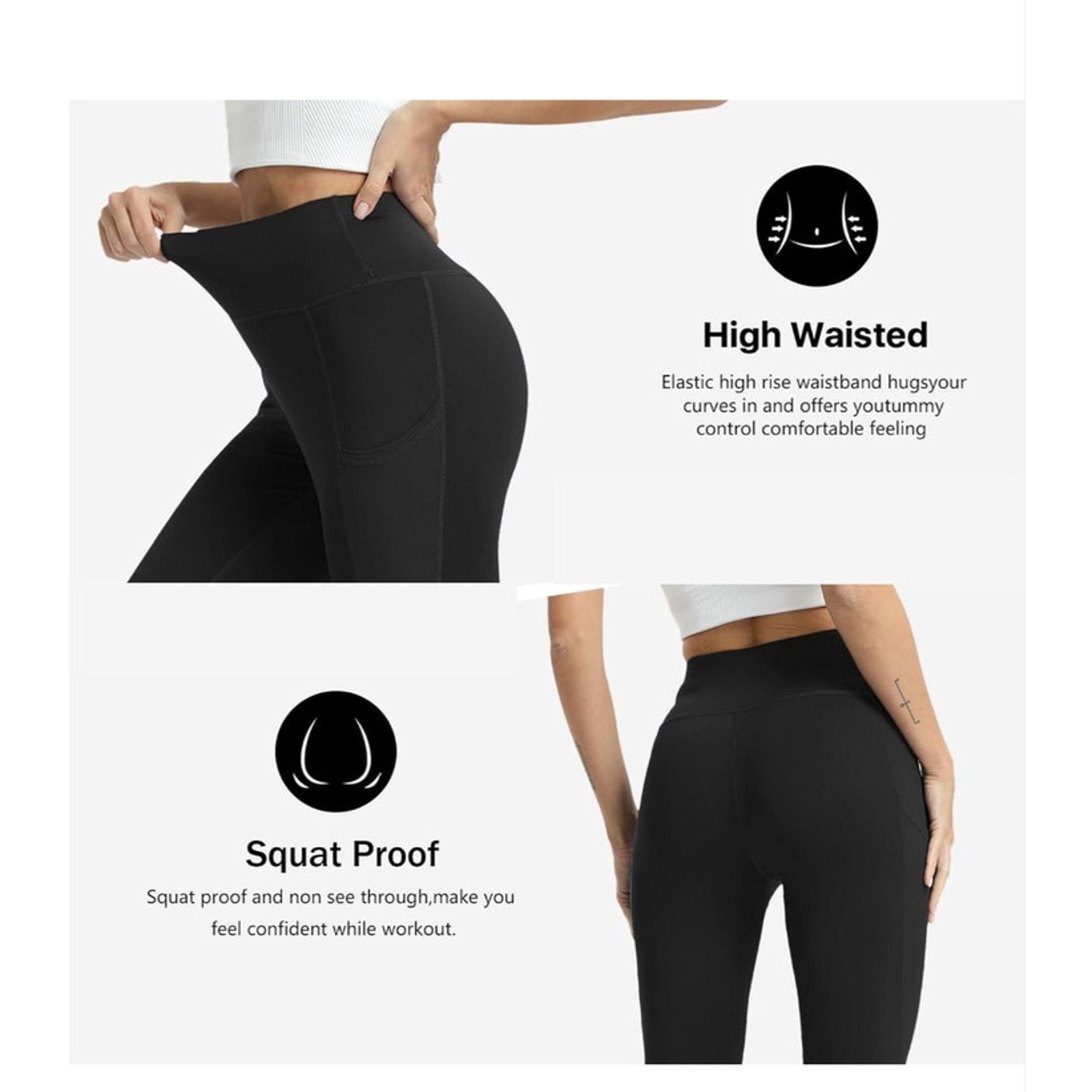 The Unbranded Brand 2XL High Waisted Yoga Leggings 4 Pack - Tummy ControlPockets Size 42" / US 20 - 4 Thumbnail