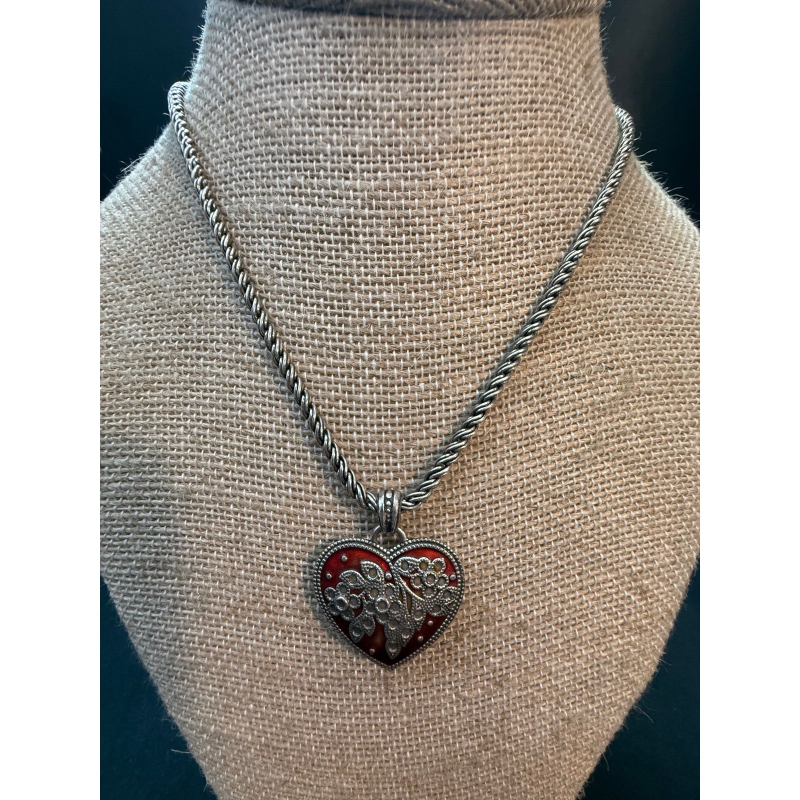 Brighton Vintage Brighton Red Enamel Heart Necklace Silver Tone Size ONE SIZE - 1 Thumbnail