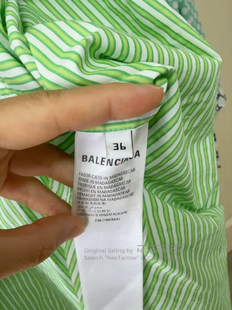 Balenciaga Balenciaga Green Striped Shirt Size XS / US 0-2 / IT 36-38 - 7 Thumbnail