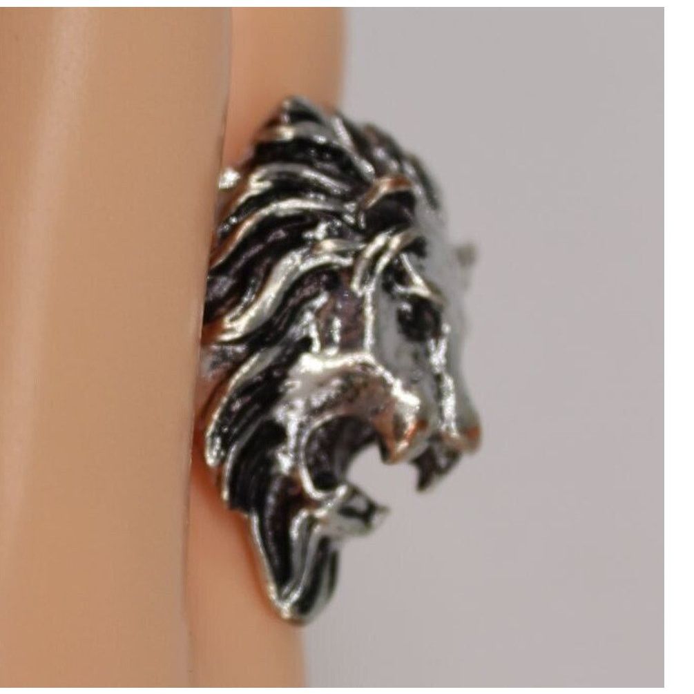 Other Roaring Lion's Head Ring • Leo • 3D Silvertone • Size 9.75 Size ONE SIZE - 2 Thumbnail