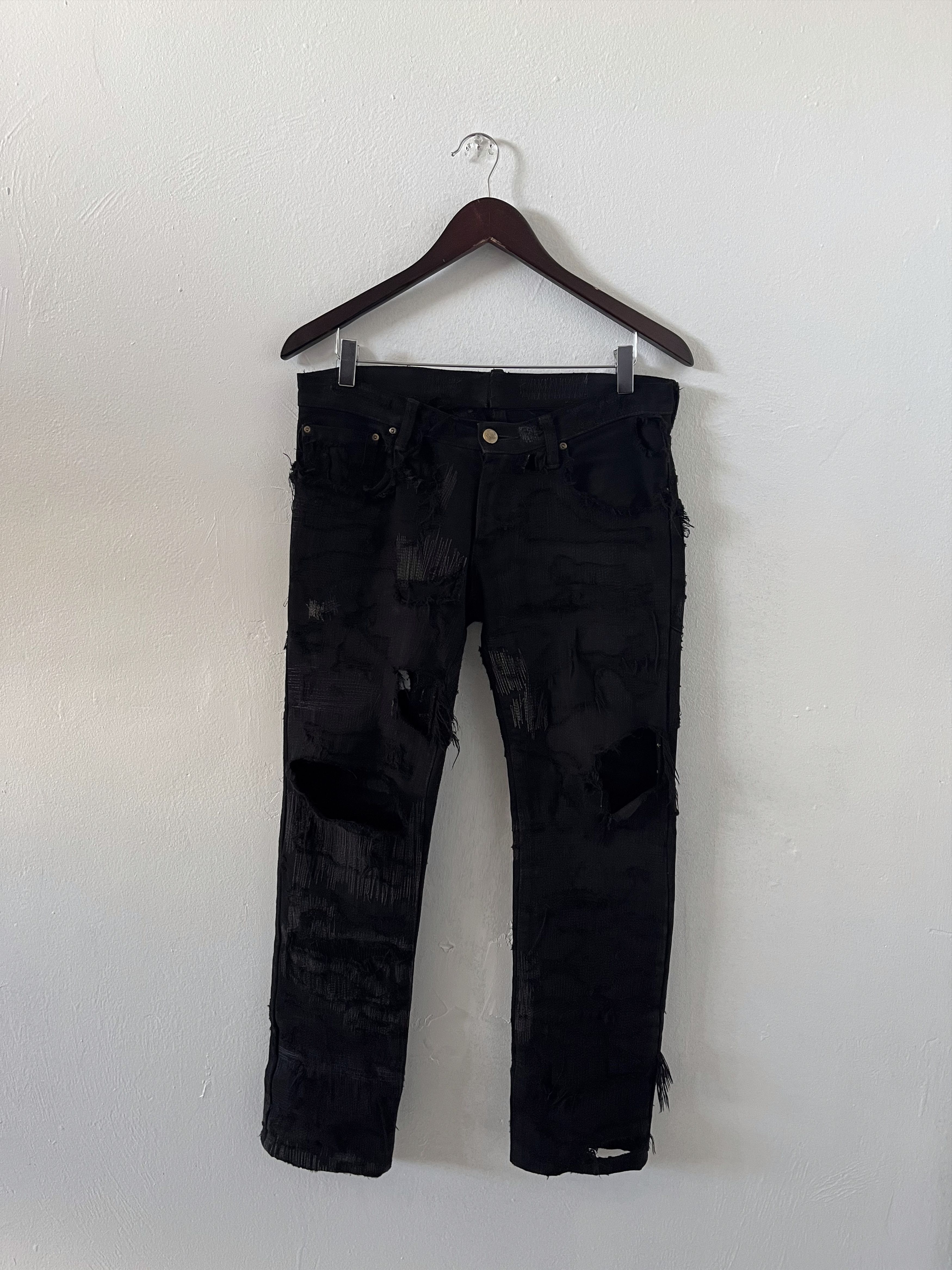 Undercover Undercover AW05 Arts & Crafts 85 Black Boro Denim Size US 29 - 1 Thumbnail