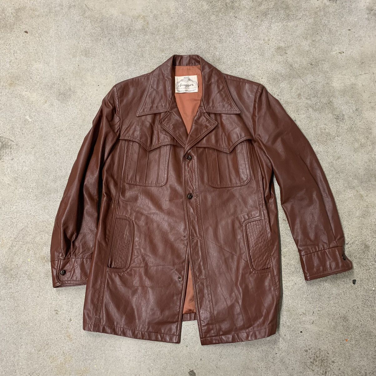 Swagger Vintage 70s Swagger Leather Jacket Size US L / EU 52-54 / 3 - 1 Thumbnail