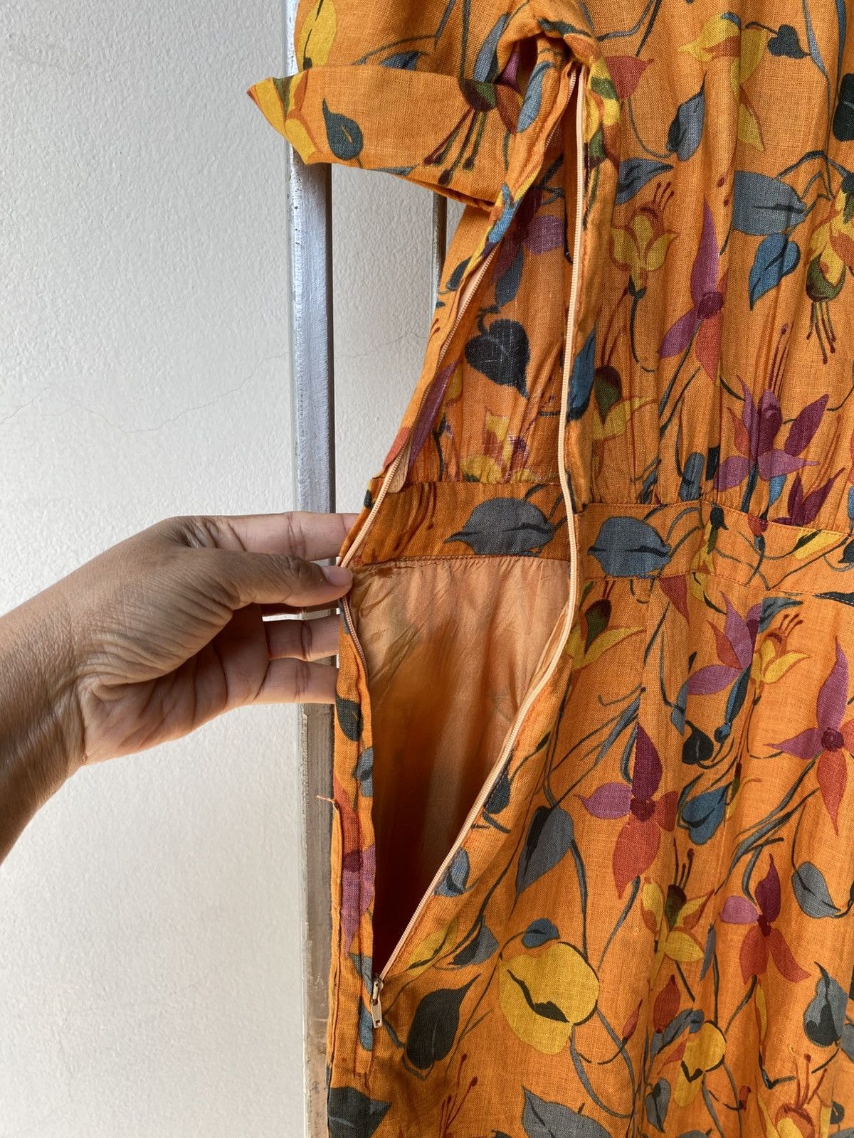 Valentino VALENTINO GARAVANI Orange Floral Button-Down Dress Size S / US 4 / IT 40 - 9 Thumbnail