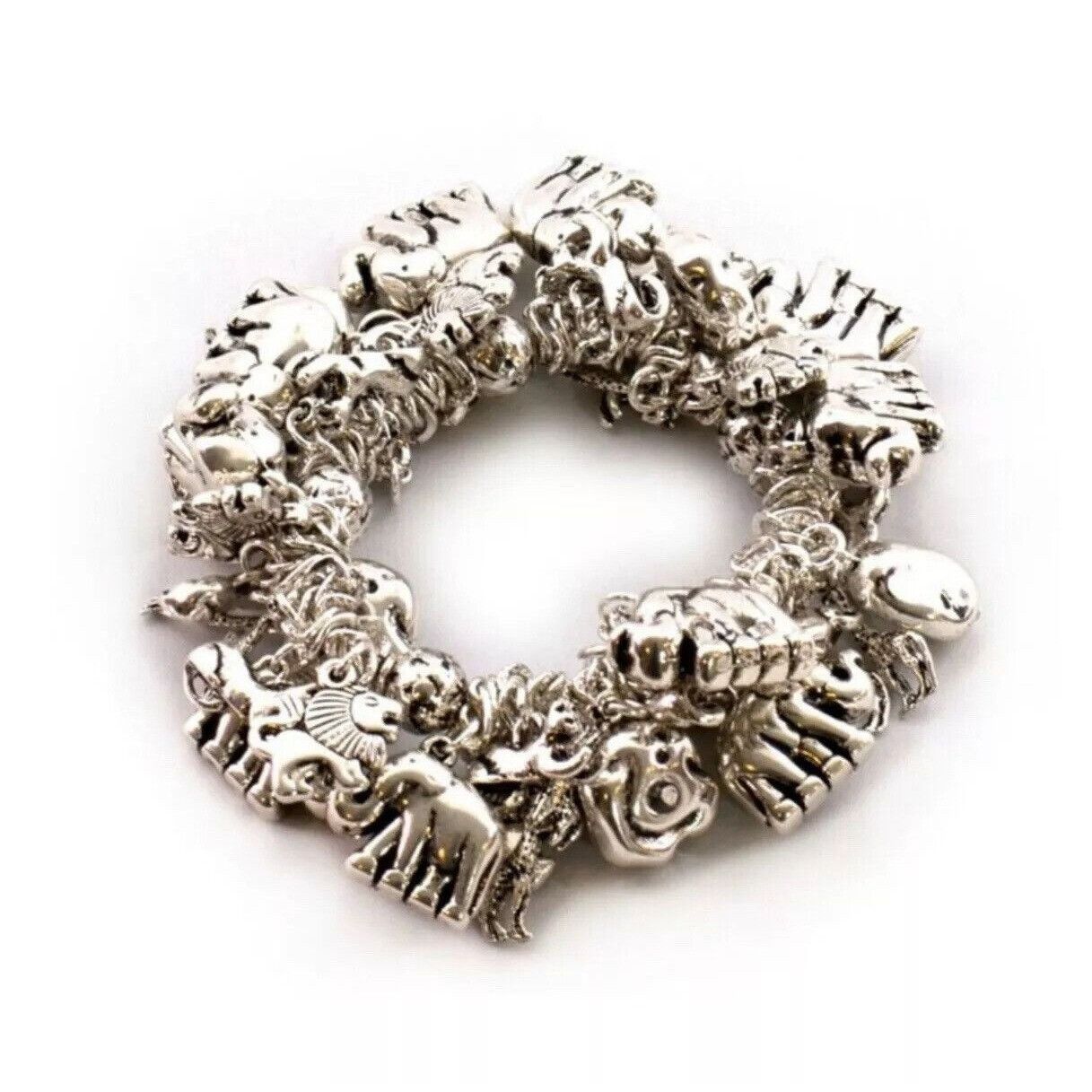Other NEW Jungle Safari Elephant Lion Tiger Giraffe Silver Strech Size ONE SIZE - 3 Thumbnail