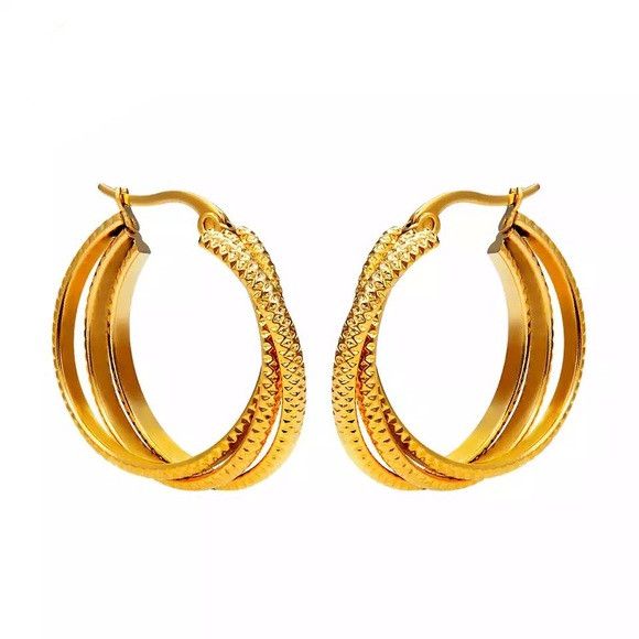 The Unbranded Brand Stainless steel hoop circle twisted earrings Size ONE SIZE - 1 Thumbnail