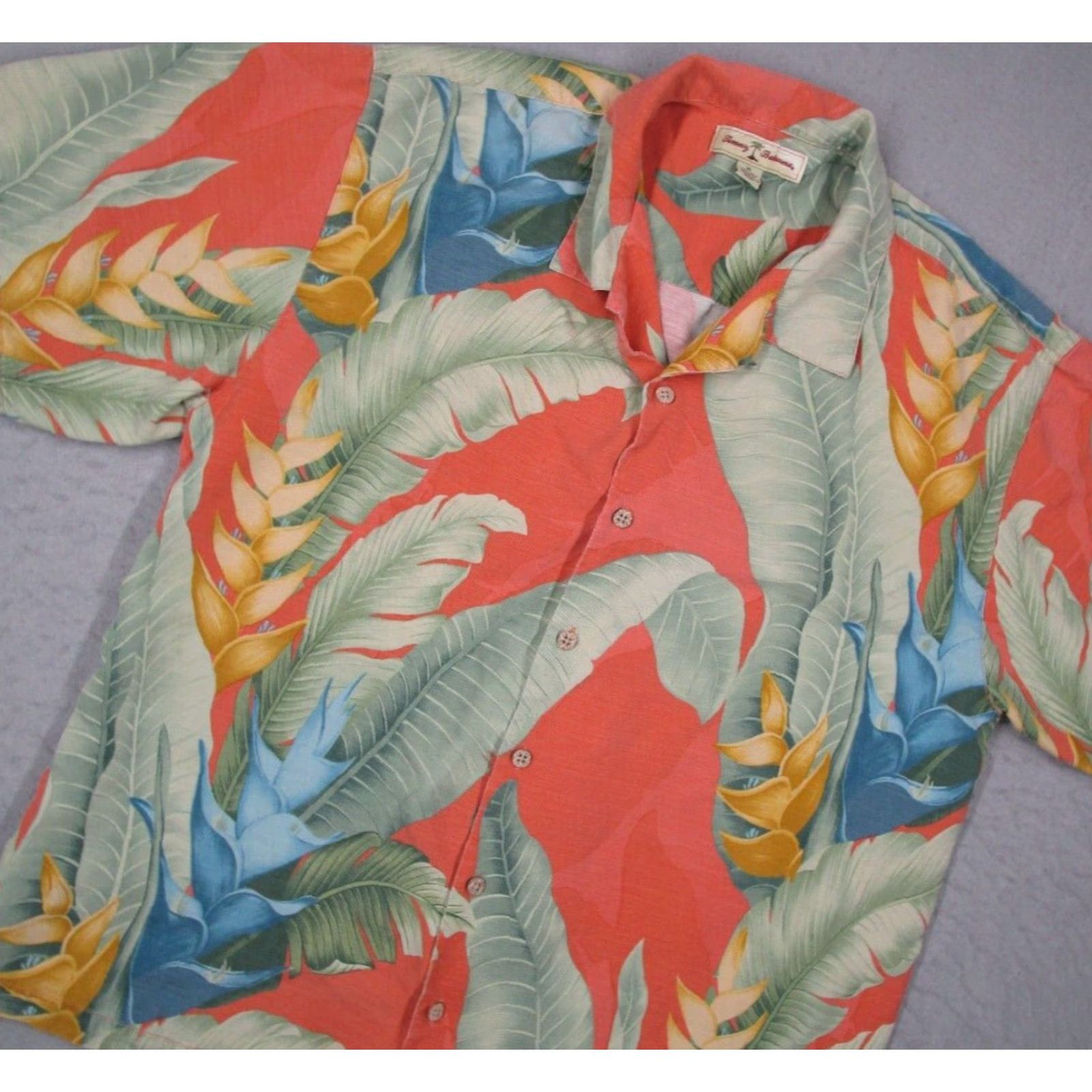 Tommy Bahama VINTAGE Tommy Bahama Shirt Mens XL Orange Floral Short Sleeve Button-Up Woven Silk Hawaiian Casual Beach Travel Size US XL / EU 56 / 4 - 2 Thumbnail