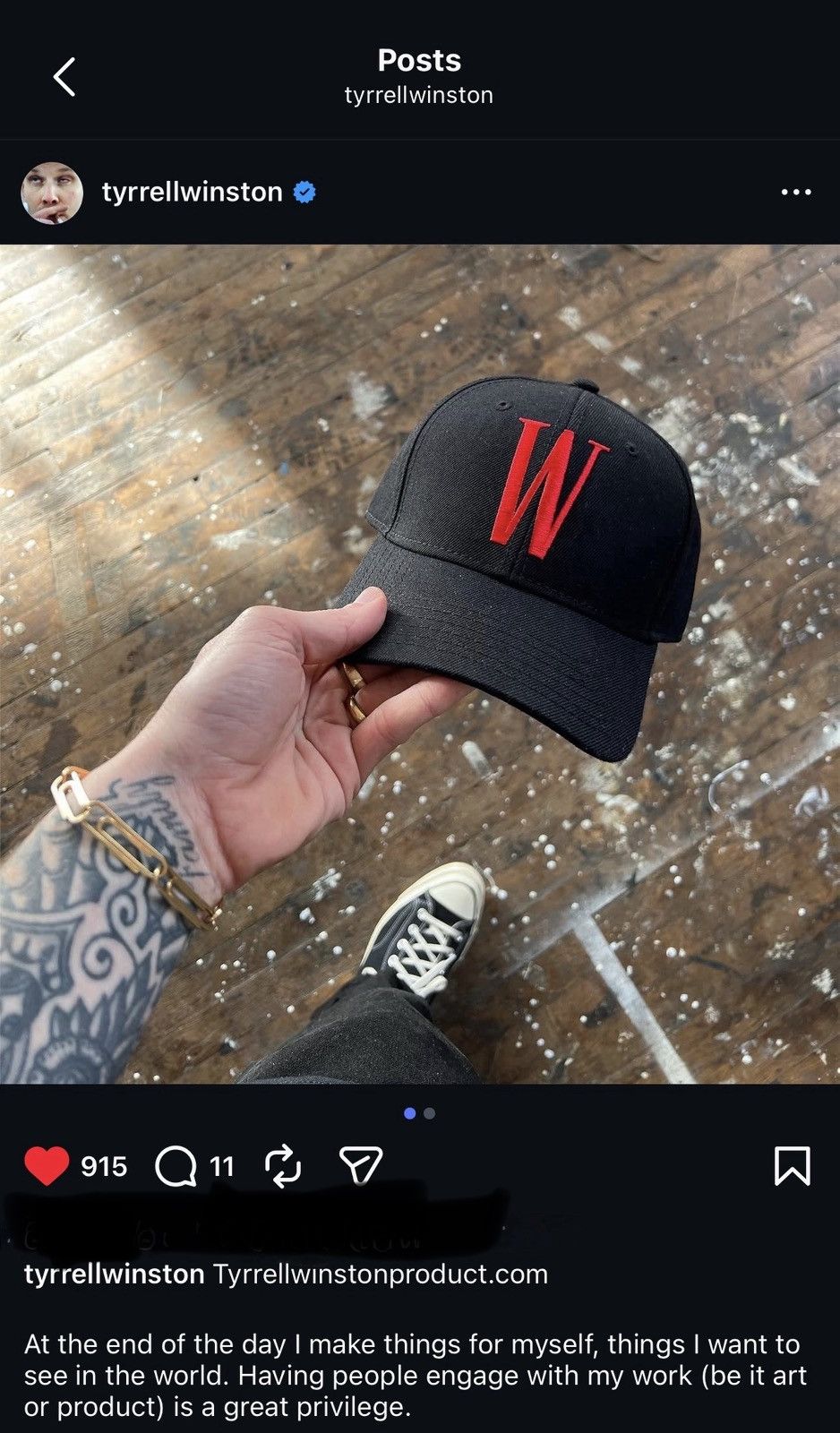Other Tyrrell Winston Original ‘W’ Hat Black/Red Size ONE SIZE - 5 Thumbnail