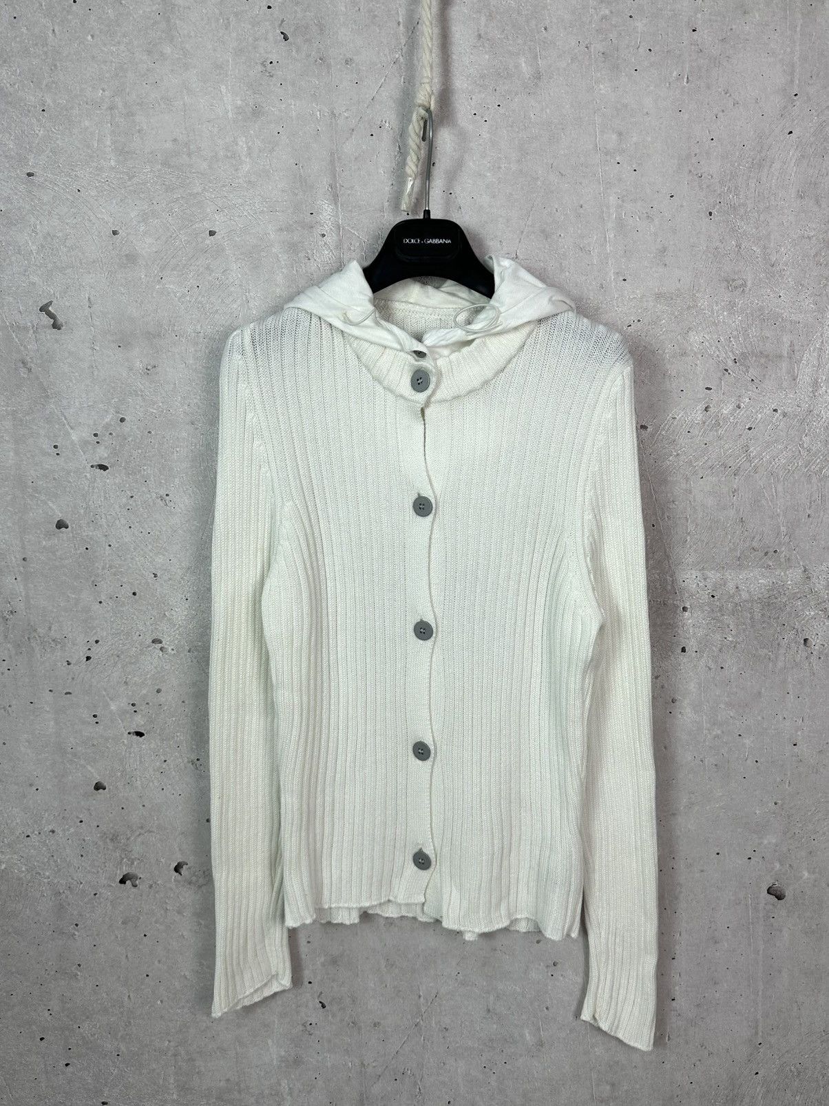 C.P. Company C.P. Company Vintage White Knit Cotton Button Hooded Sweater Size US S / EU 44-46 / 1 - 1 Thumbnail