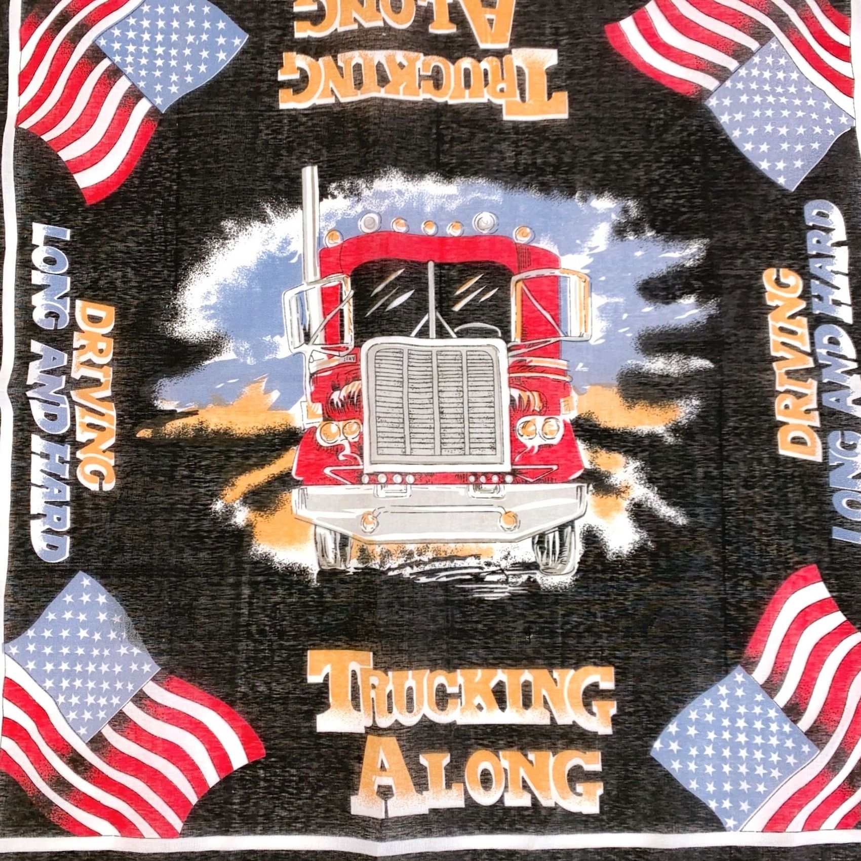 Vintage VINTAGE Driving Long & Hard Trucking Along Semi American US Flag Bandana Shirt? Size ONE SIZE - 4 Thumbnail