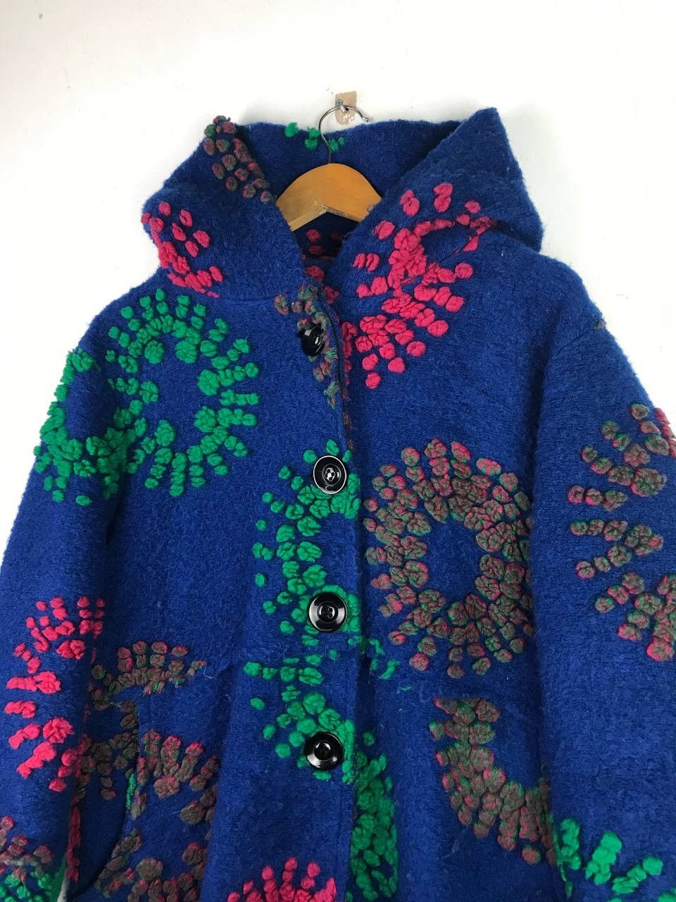 Vintage Vintage Italian Long Wool Jacket Rare Design Size US XL / EU 56 / 4 - 7 Thumbnail