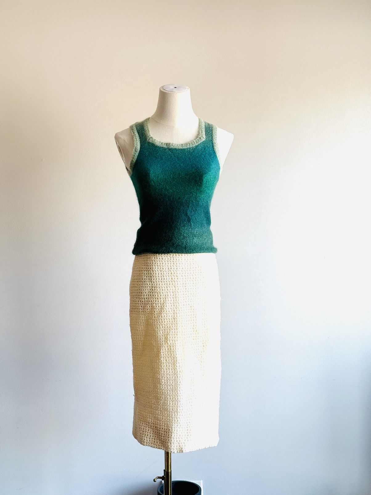 Versus by Versace mohair knit Green tank blouse Vtg