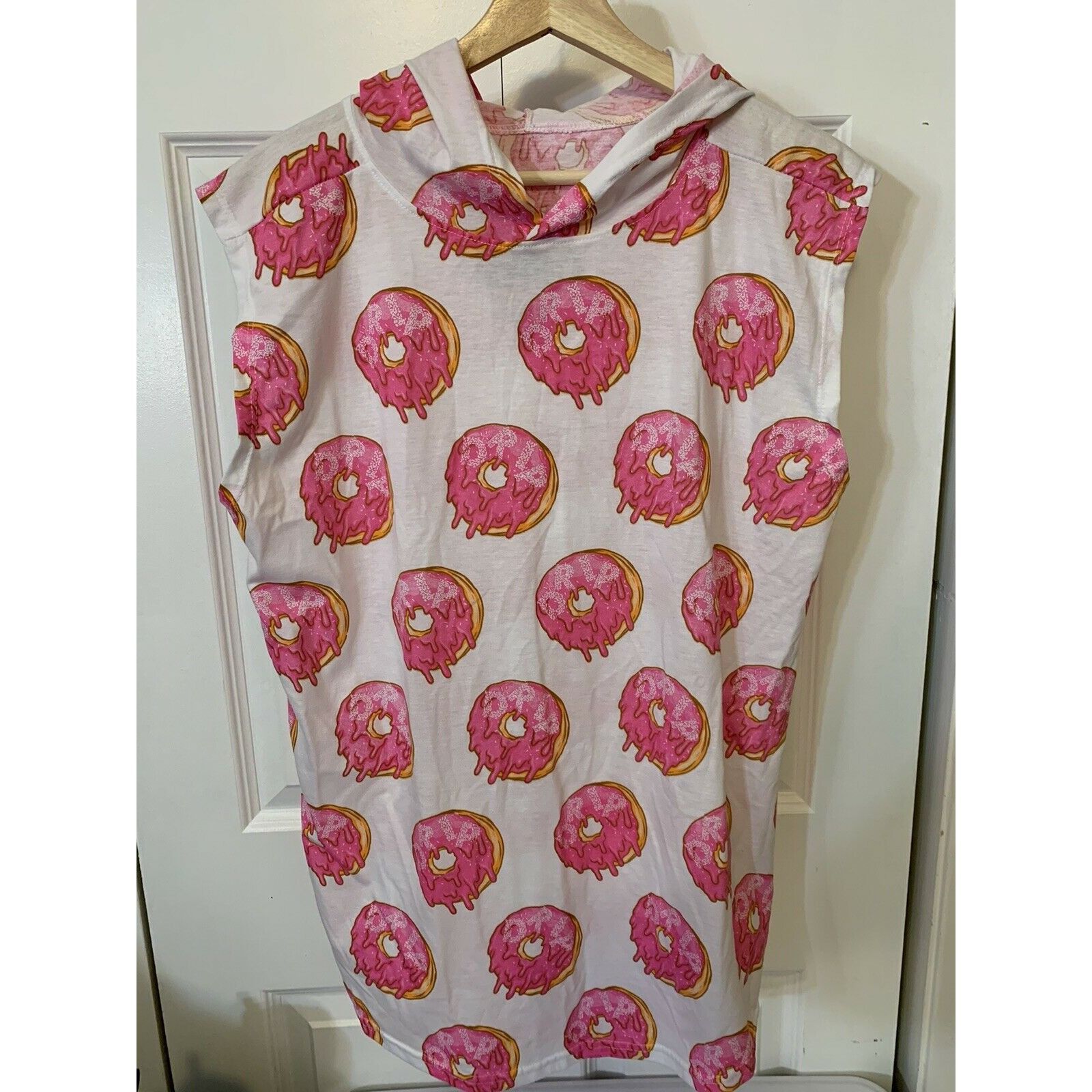 Other Vibes Donuts All Over Print Women’s Sz L Hoodie Light White Size L / US 10 / IT 46 - 3 Thumbnail