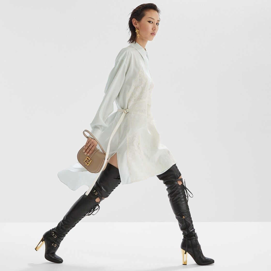 Fendi o1s1wg111224 Dress in White Size L / US 10 / IT 46 - 4 Thumbnail