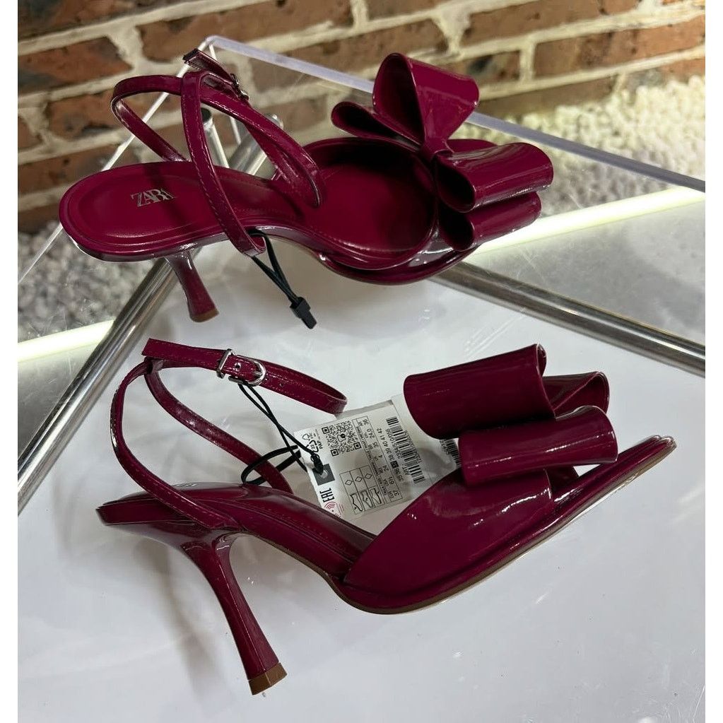Zara LAST ONE! ZARA Red Bow Heels NWT Size US 8 / IT 38 - 17 Thumbnail