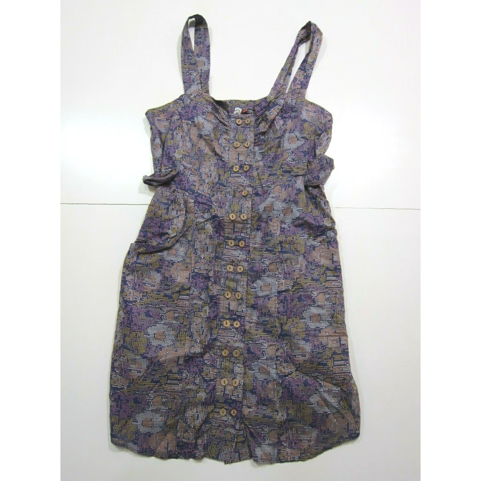 Vintage 3 Stones Est 1989 Cotton Purple Floral Tunic Tank Pocket Dress Women Medium Size M / US 6-8 / IT 42-44 - 7 Thumbnail