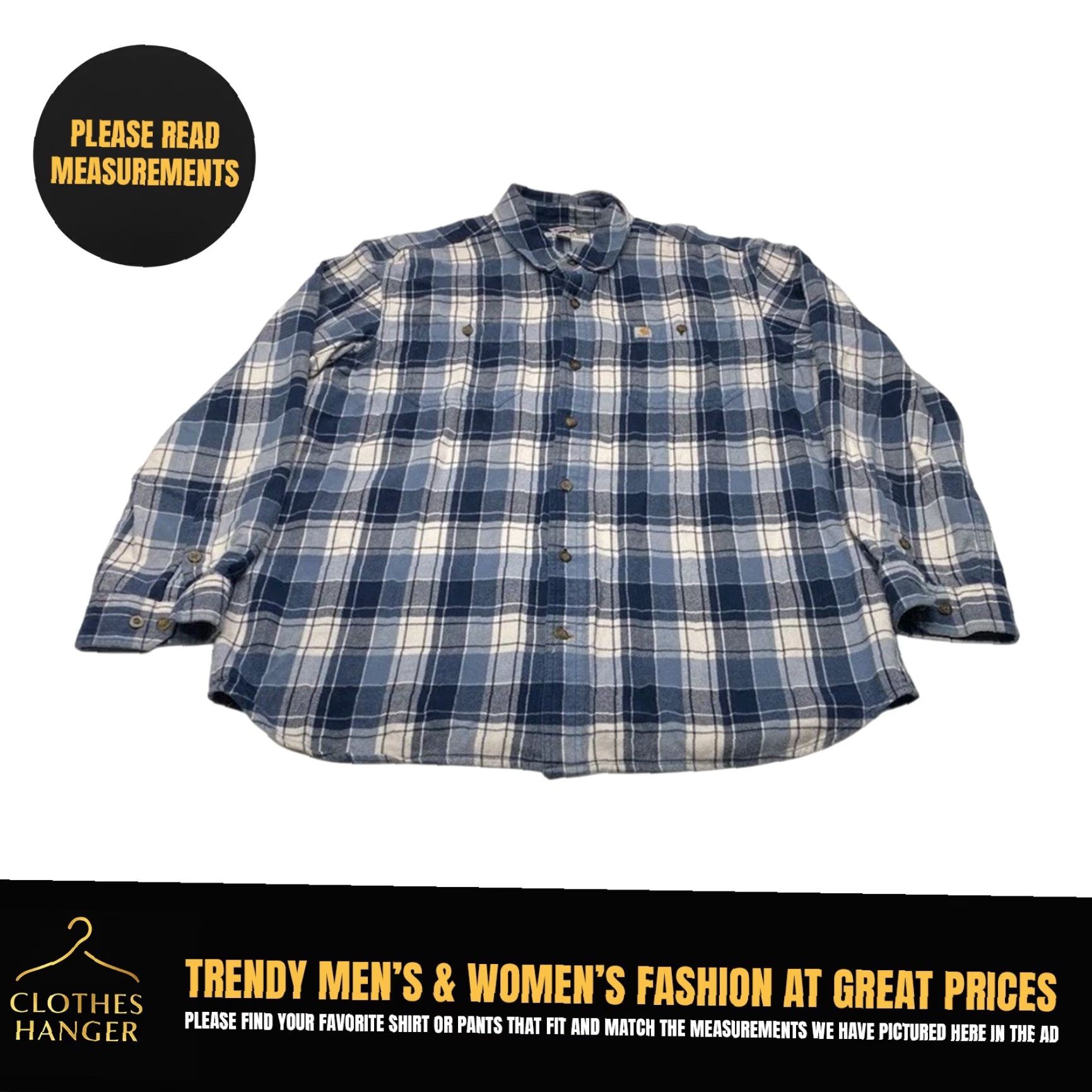 Carhartt VINTAGE Carhartt Shirt Mens XL Blue Trumbull Plaid Long Sleeve Relaxed Workwear Flannel Size US XL / EU 56 / 4 - 2 Thumbnail