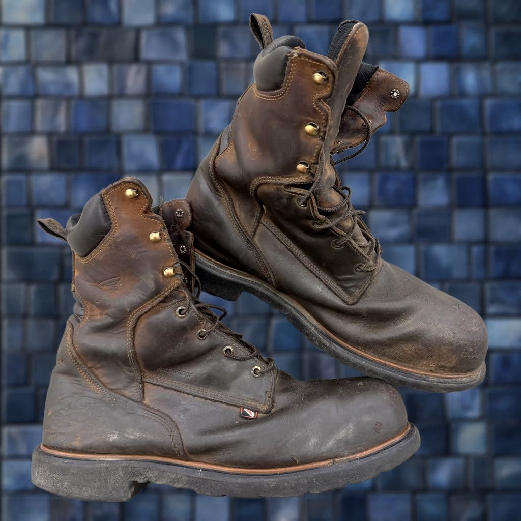 Red Wing Red Wing Shoes 4200 Work Boots Mens 13 E2 Safety Toe USA Made Brown Lace Up ASTM F2413 Boots Mens Brown USA 13 Leather Work USA Made Tailored Size US 12 / EU 45 - 1 Thumbnail