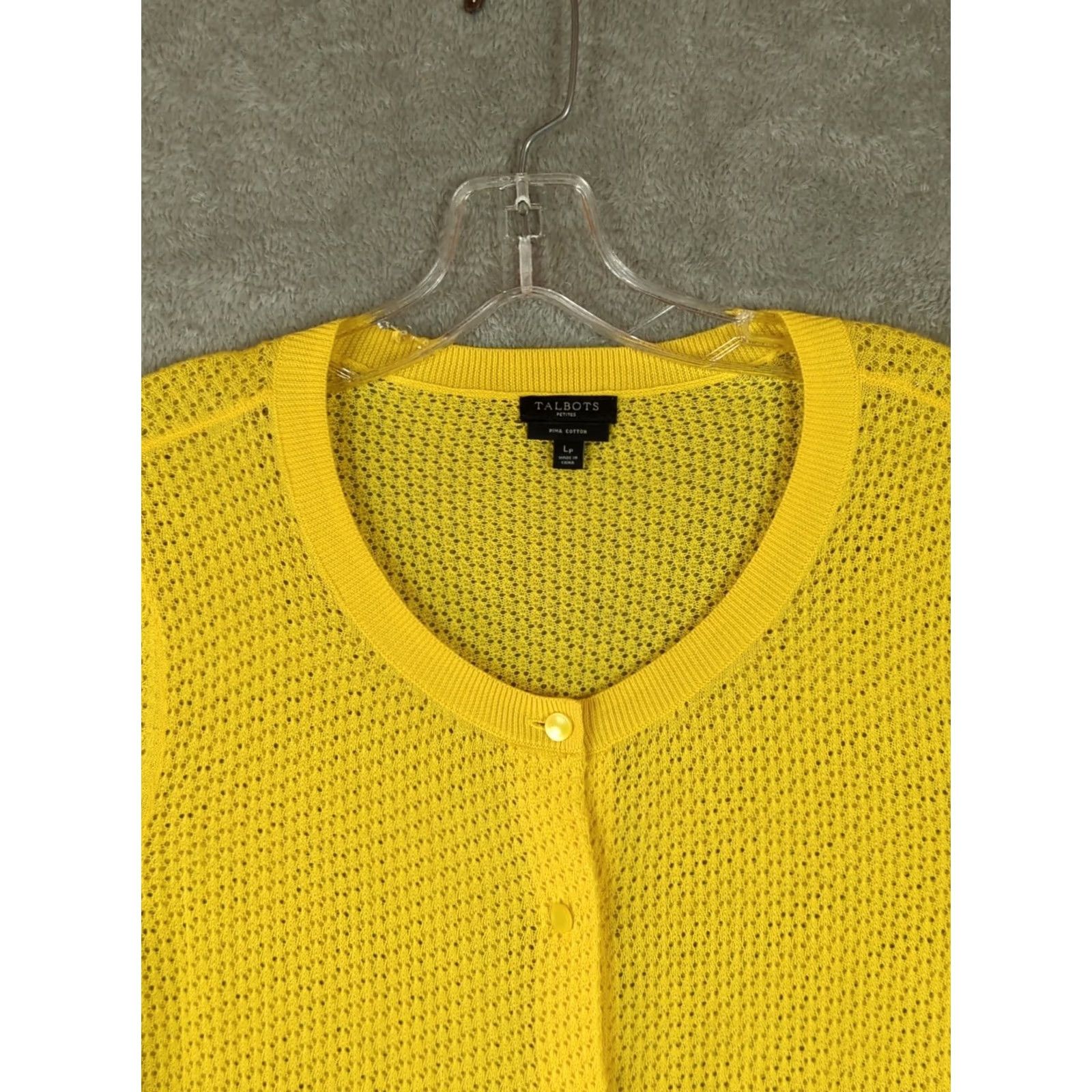Talbots Talbots Cardigan Sweater L Petite Yellow Open-Knit 3/4 Sleeve Button Cotton Lightwight Lightweight Spring Summer Women Mens? Size L / US 10 / IT 46 - 6 Thumbnail