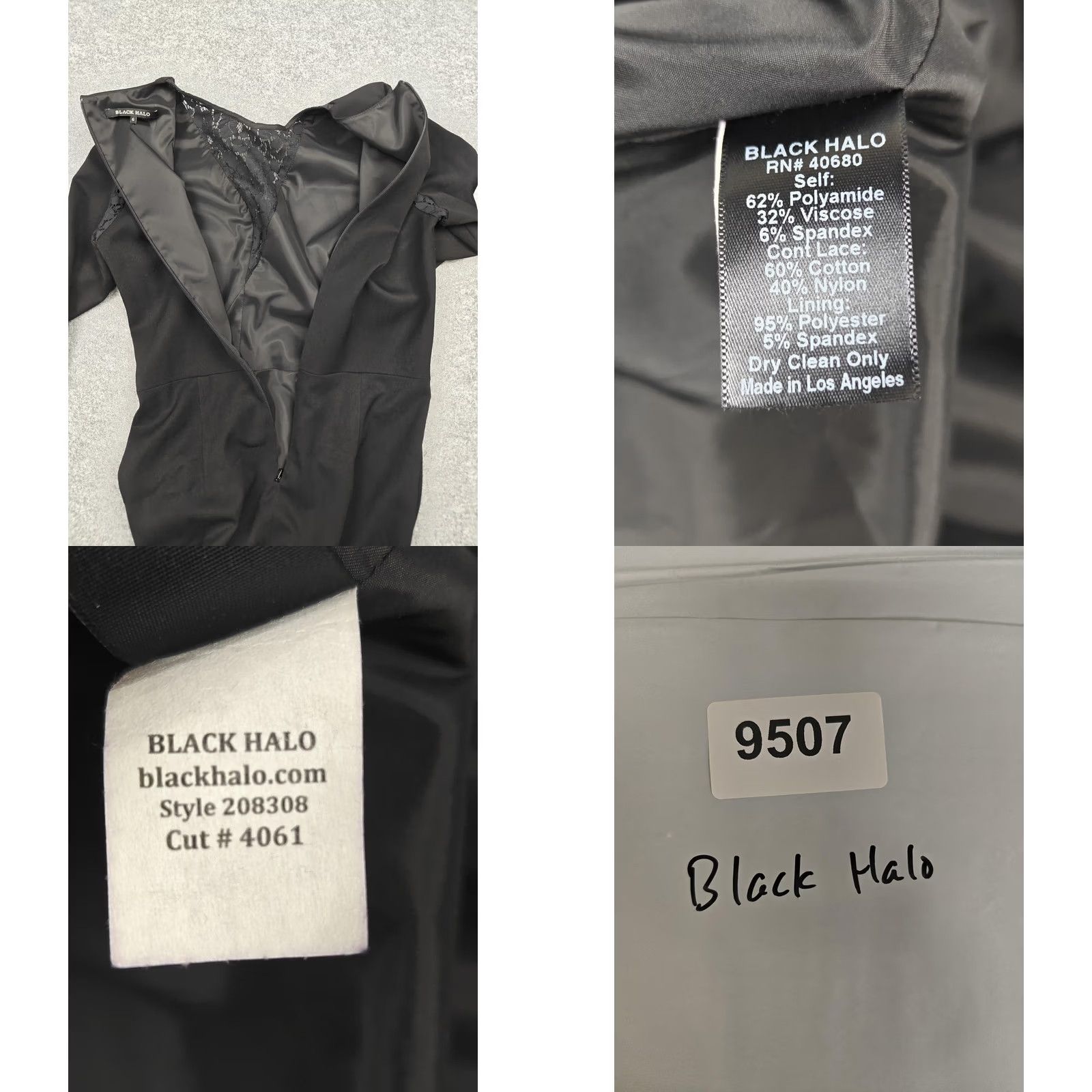 Black Halo Black Halo Dress Womens 6 Black Lace Panel Sheath Midi 3/4 Sleeve Style 208308 Size M / US 6-8 / IT 42-44 - 8 Thumbnail