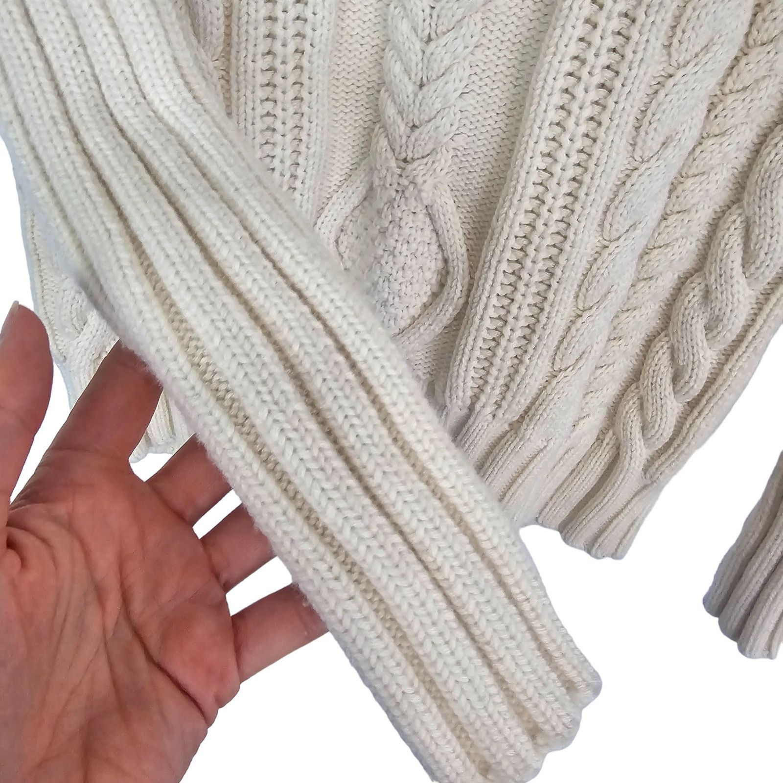 Athleta Athleta Womens Fisherman Turtleneck Wool Sweater Cable Knit Size XS / US 0-2 / IT 36-38 - 4 Thumbnail