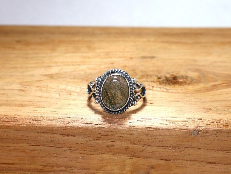 Handmade Handmade Black Rutile Oval Ring, 925 Silver Ring, Gift Idea Size ONE SIZE - 2 Thumbnail