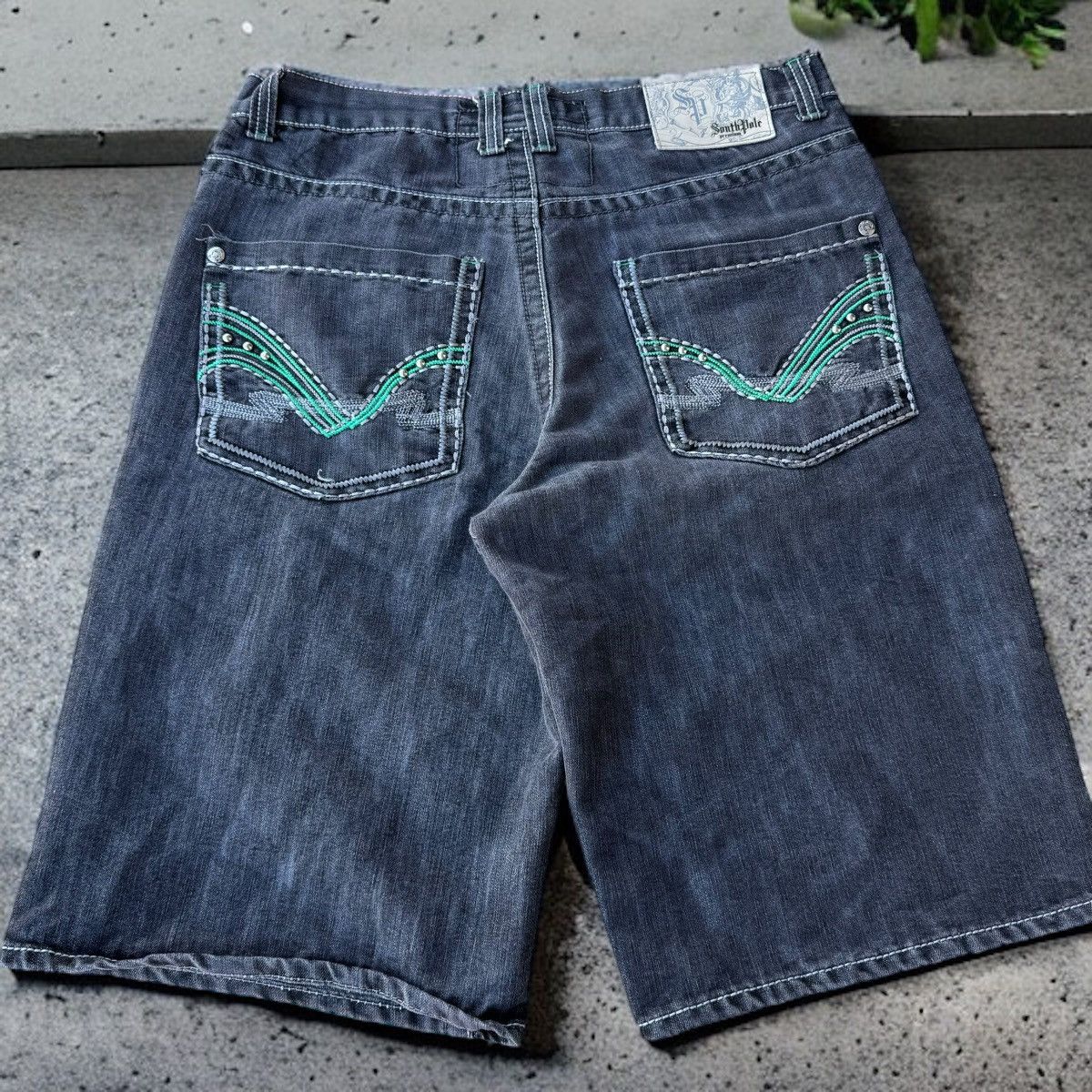 Southpole × Vintage Baggy Southpole Green Stiching Y2K Jorts Loose Shorts Skate Size US 36 / EU 52 - 1 Thumbnail