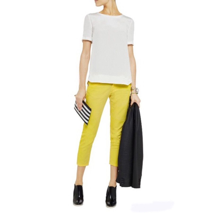 Balmain pierre balmain yellow crop denim Size 27" / US 4 / IT 40 - 4 Thumbnail