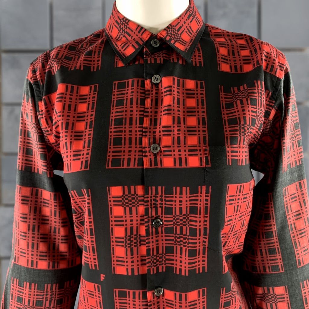 Comme des Garcons Girl COMME des GARCONS Size S Red Black Polyester Plaid Blouse Size S / US 4 / IT 40 - 1 Thumbnail