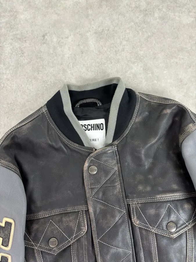 Moschino AW2020 Moschino Faded Leather Trucker Bomber Grey Jacket Size US M / EU 48-50 / 2 - 5 Thumbnail