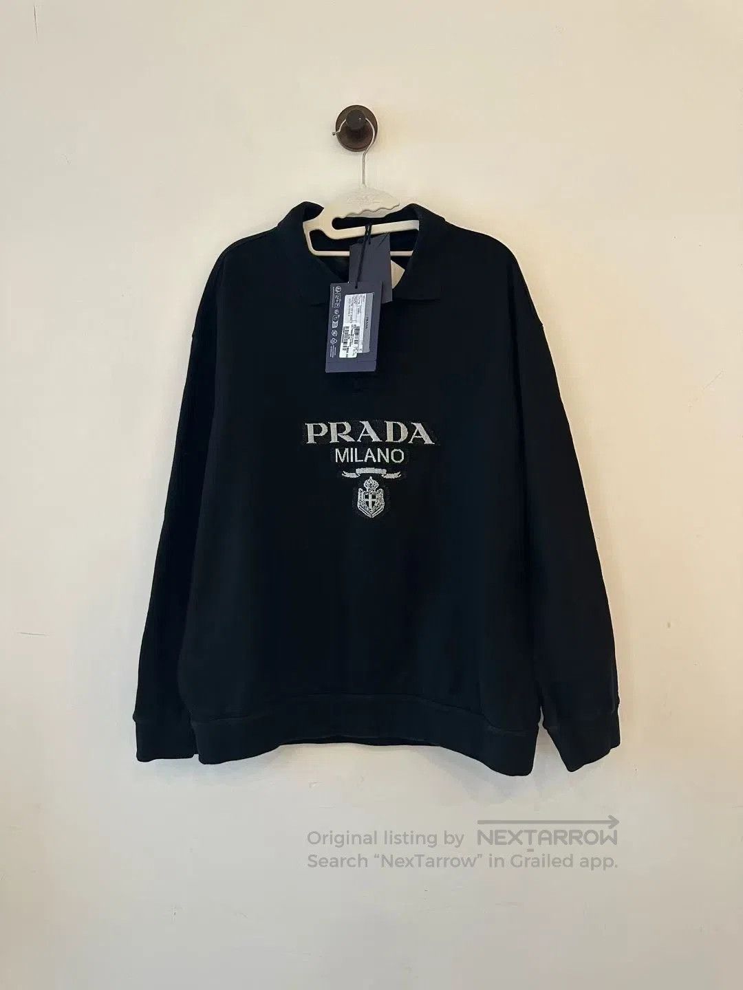 Prada Prada Black Logo Sweatshirt. Size US XL / EU 56 / 4 - 1 Thumbnail
