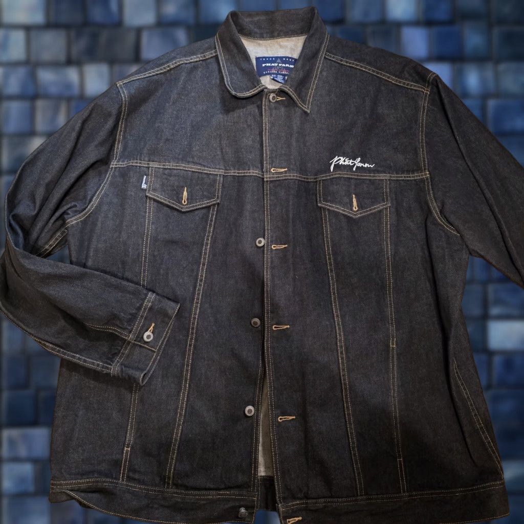 Phat Farm VINTAGE Phat Farm Denim Jacket Button Up Embroidered Logo 4XL Blue Men Jeans Jacket Streetwear Casual Size US 39 - 1 Thumbnail