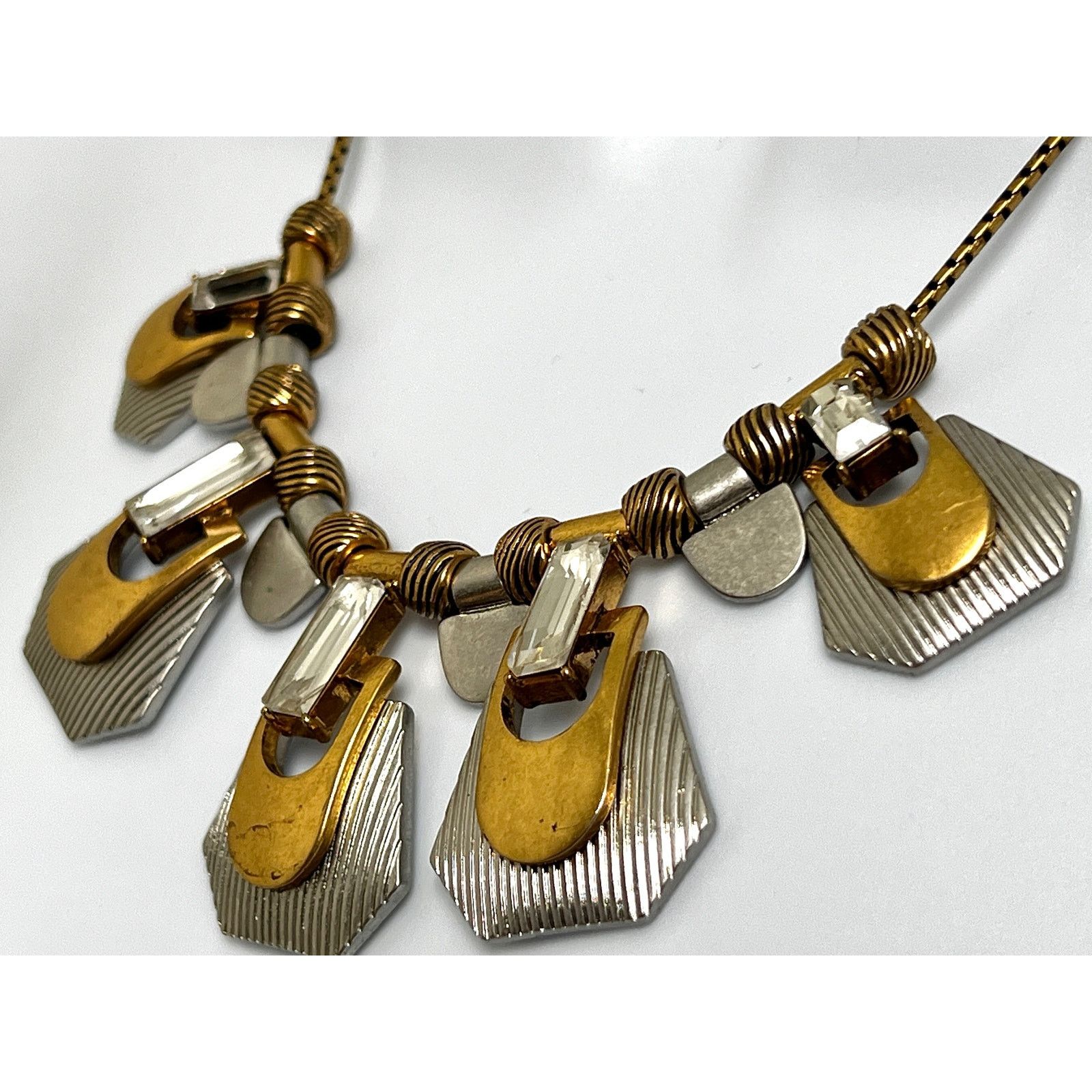 J.Crew J. Crew Deco Style Two-Tone & Crystal Statement Necklace Size ONE SIZE - 4 Thumbnail