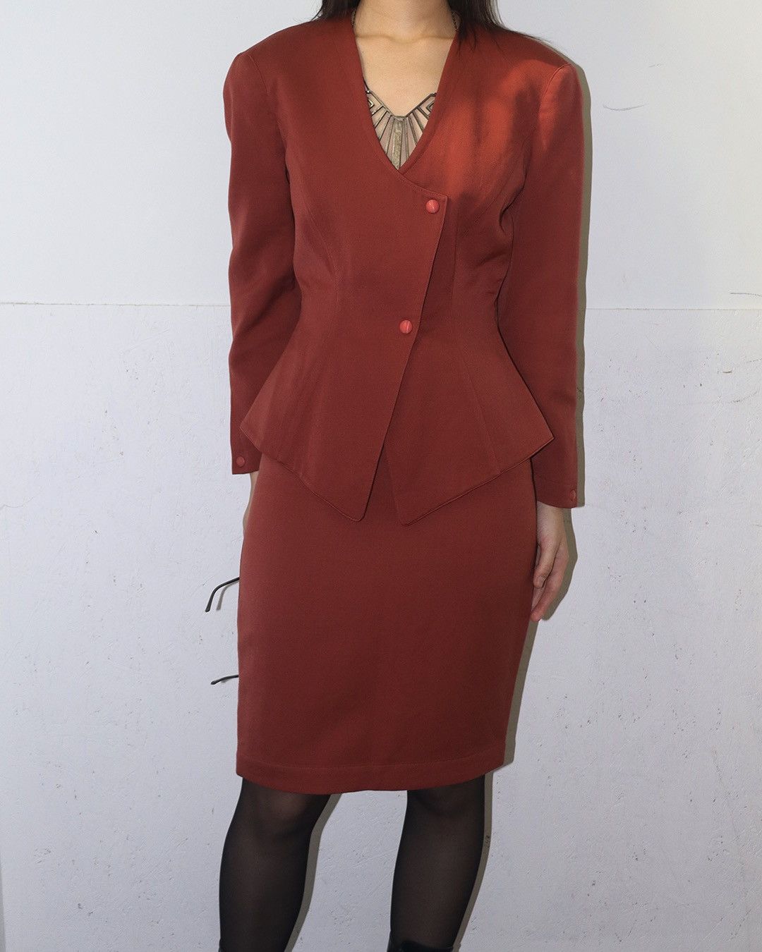 Thierry Mugler Thierry Mugler 80s Padded Shoulder Blazer and Skirt Set Up Size XXS / US 00 / IT 34 - 5 Thumbnail