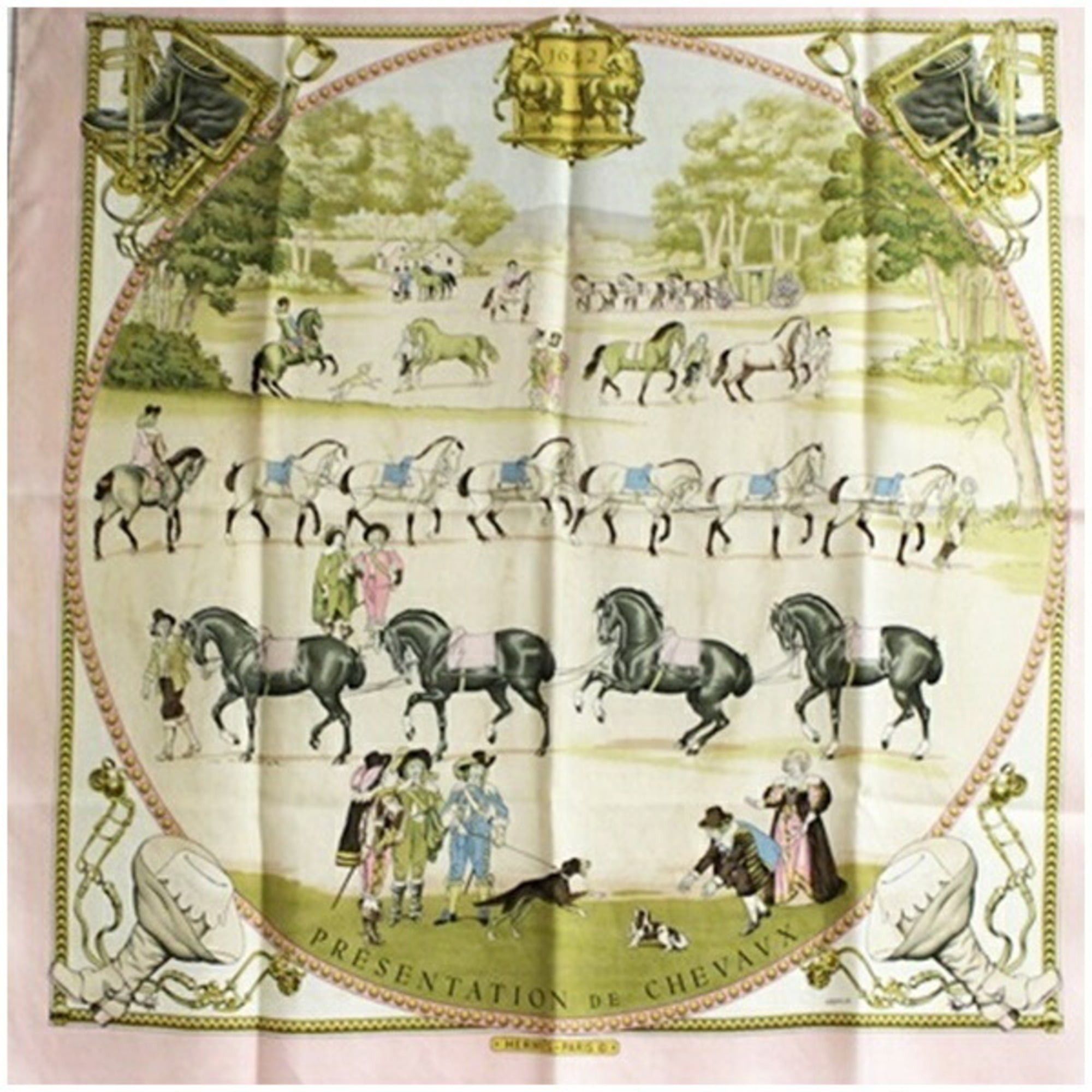 Hermes Hermes scarf/muffler, Carre 90, PRESENTATION DE CHEVAVX (Horse Presentation), HERMES, women's. Size ONE SIZE - 1 Thumbnail