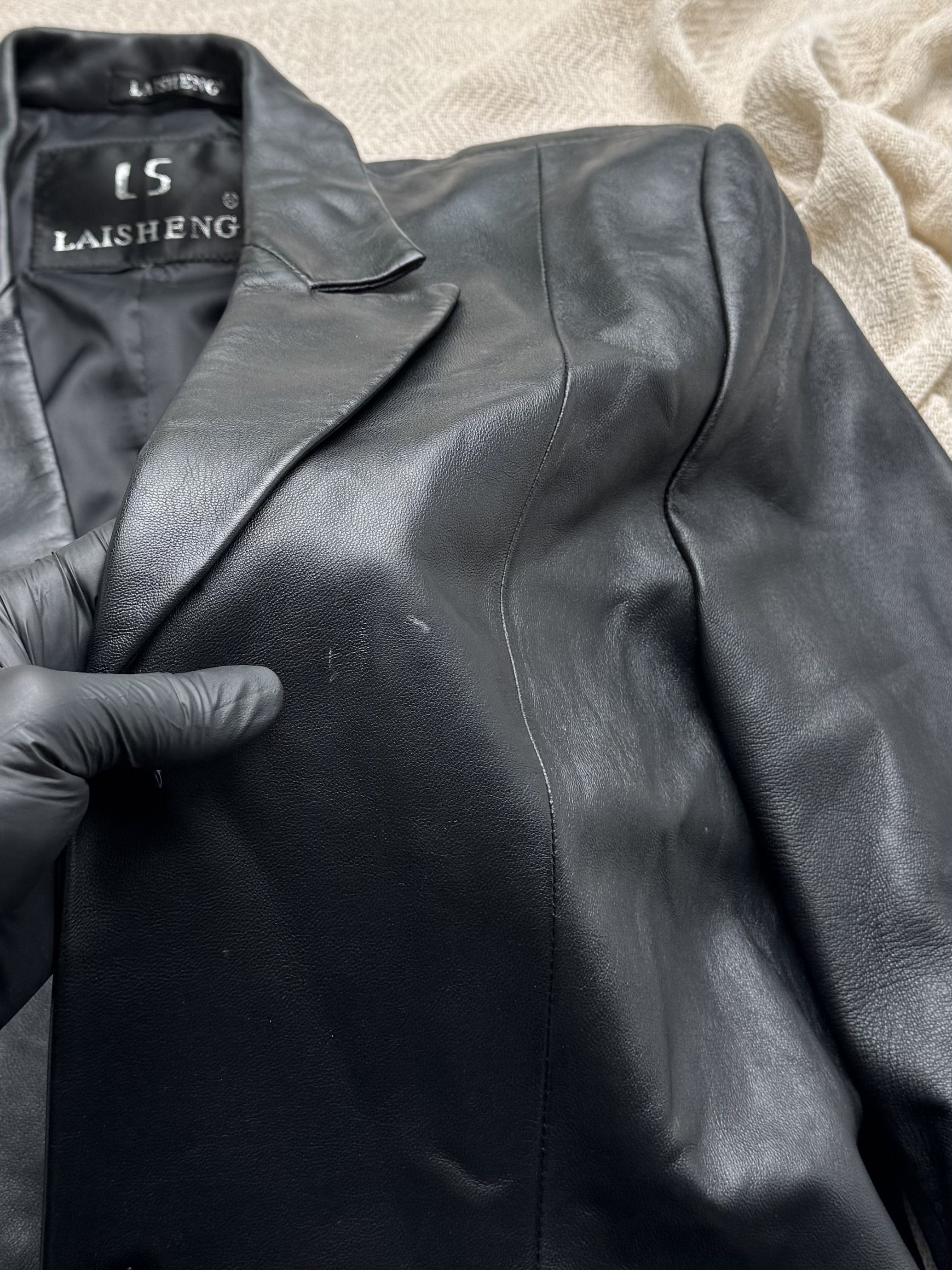 Vintage Vintage Genuine Leather Jacket Tailored Button Front Coat Size L / US 10 / IT 46 - 3 Thumbnail