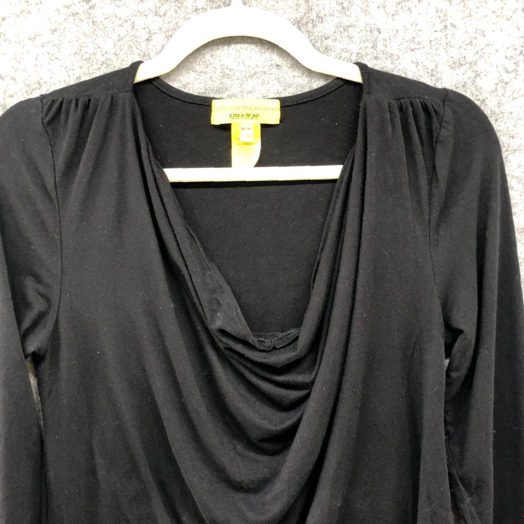 Vintage VINTAGE Catherine Malandrino Maternity T-Shirt Black Womens M 3/4 Sleeve Classic Drape Front Size M / US 6-8 / IT 42-44 - 3 Thumbnail
