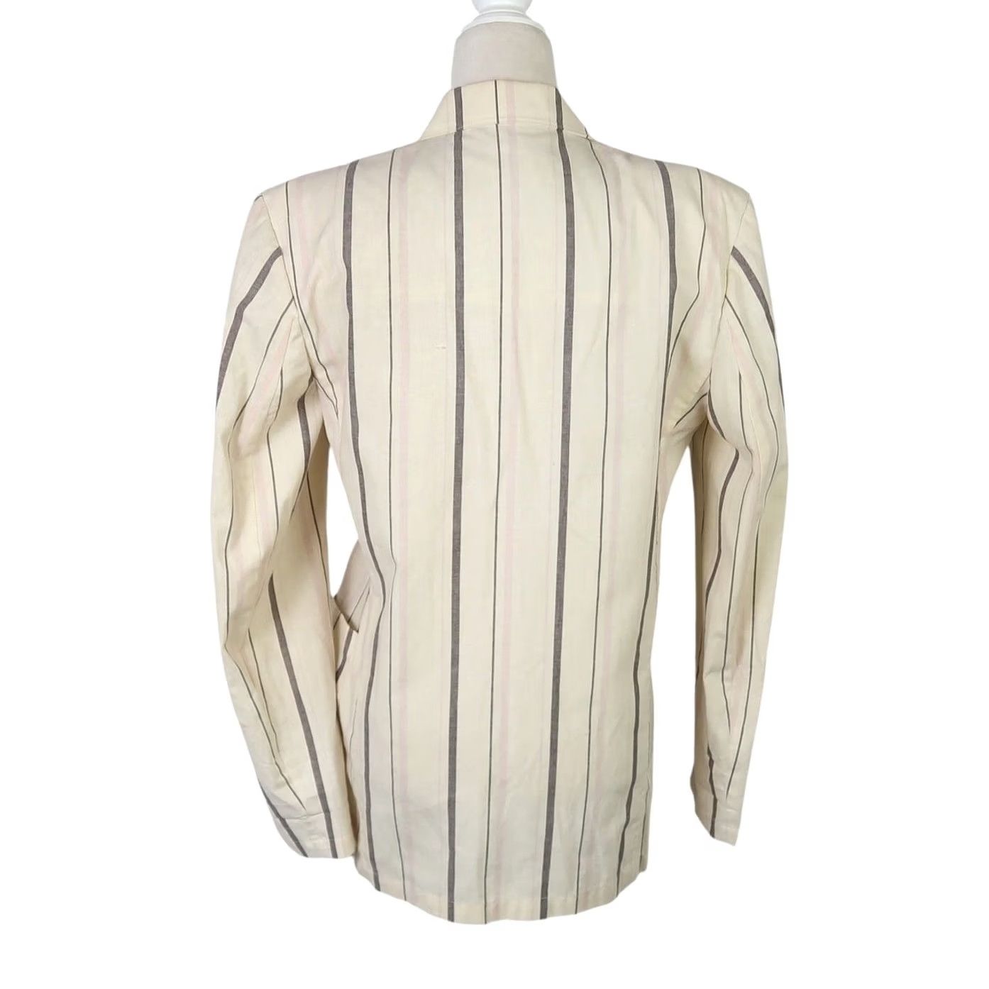 Vintage VINTAGE Jeans West Blazer Jacket M Cream Stripe Cotton 80s Womens Size 32" / US 10 / IT 46 - 4 Thumbnail