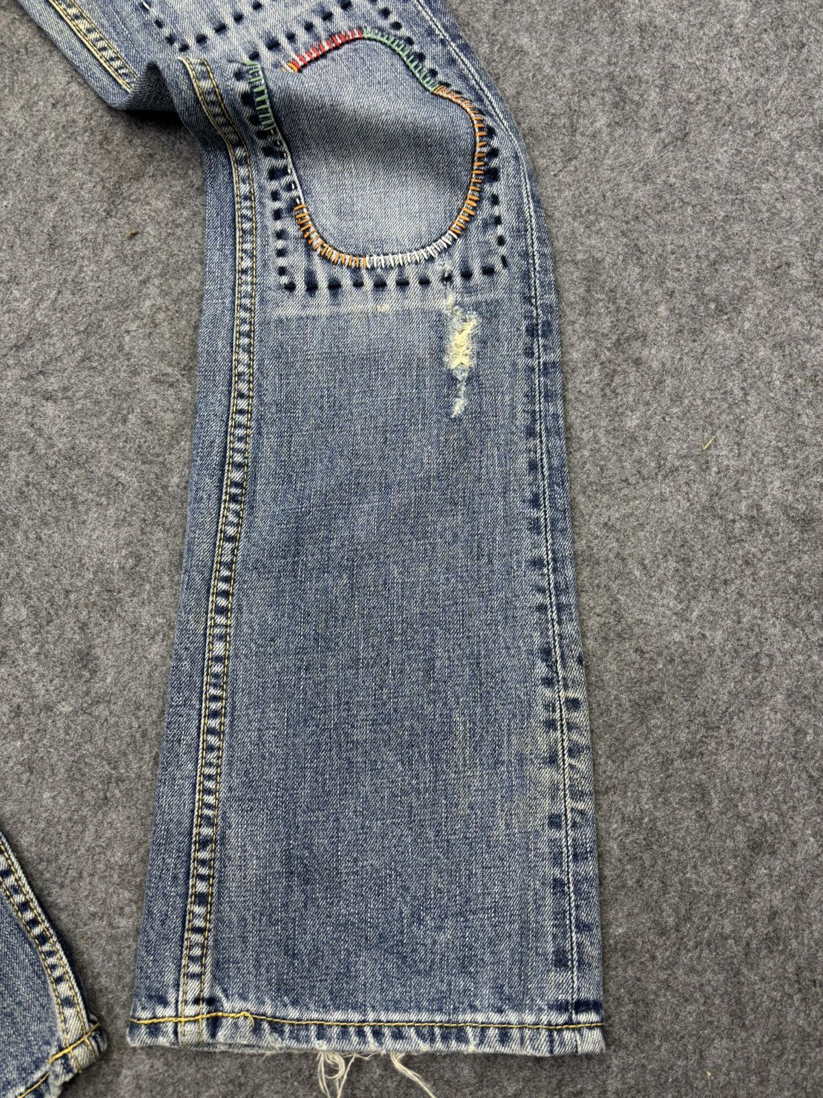 Japanese Brand 💥Crazy Work Flare💥Back Number Sashiko Patchwork Denim F849 Size US 30 / EU 46 - 6 Thumbnail